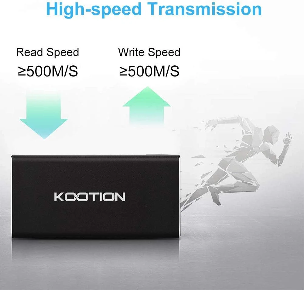 هارد اکسترنال SSD یک ترابایتی KOOTION USB 3.1 Type-C فوق العاده باریک، سرعت خواندن تا 500 مگابایت بر ثانیه و نوشتن تا 450 مگابایت بر ثانیه