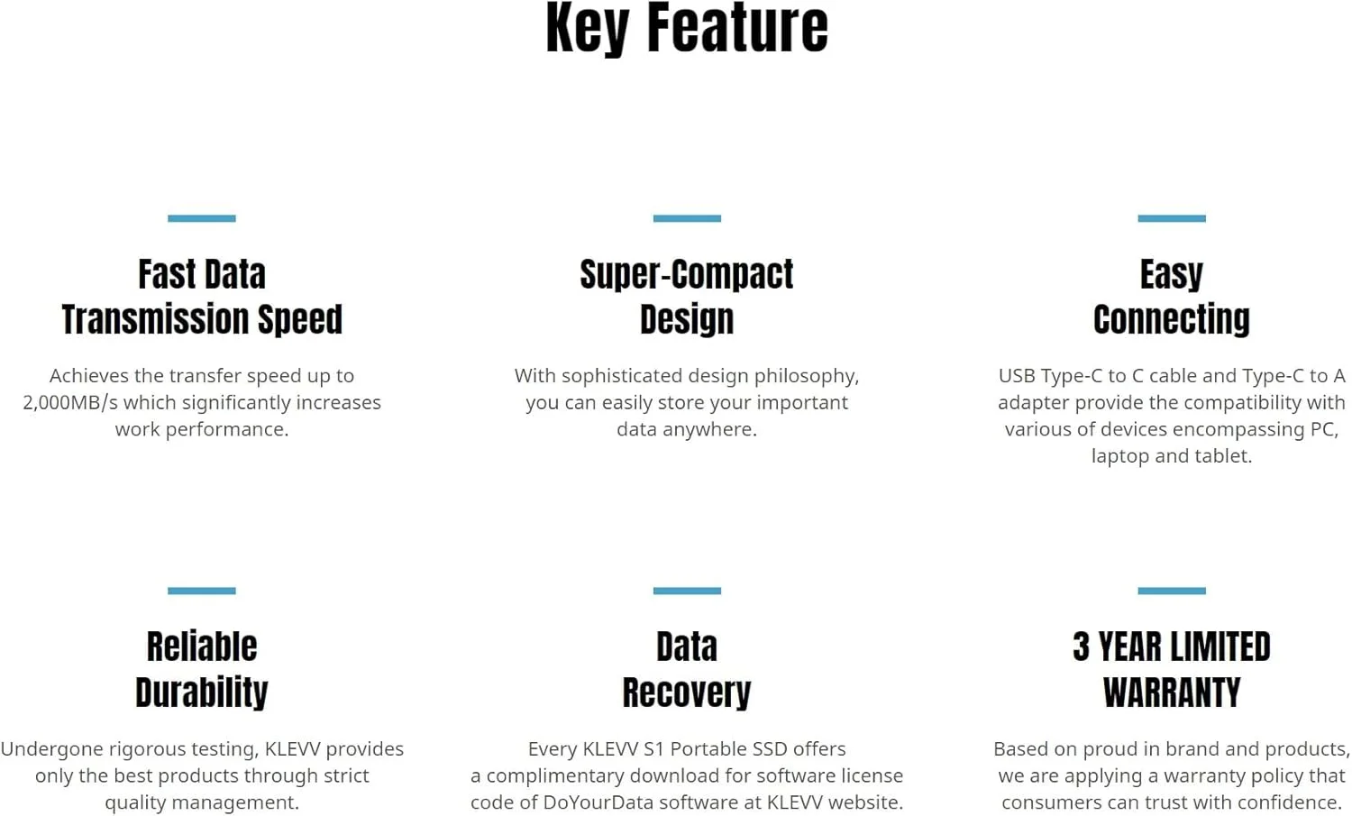 درایو اس اس دی قابل حمل KLEVV S1 با ظرفیت 1 ترابایت، سرعت تا 2000 مگابایت بر ثانیه، USB 3.2 Gen2x2 Type-C&A، درایو حالت جامد اکسترنال برای PC و PS4/PS5 (K01TBPSSU3-PS1)