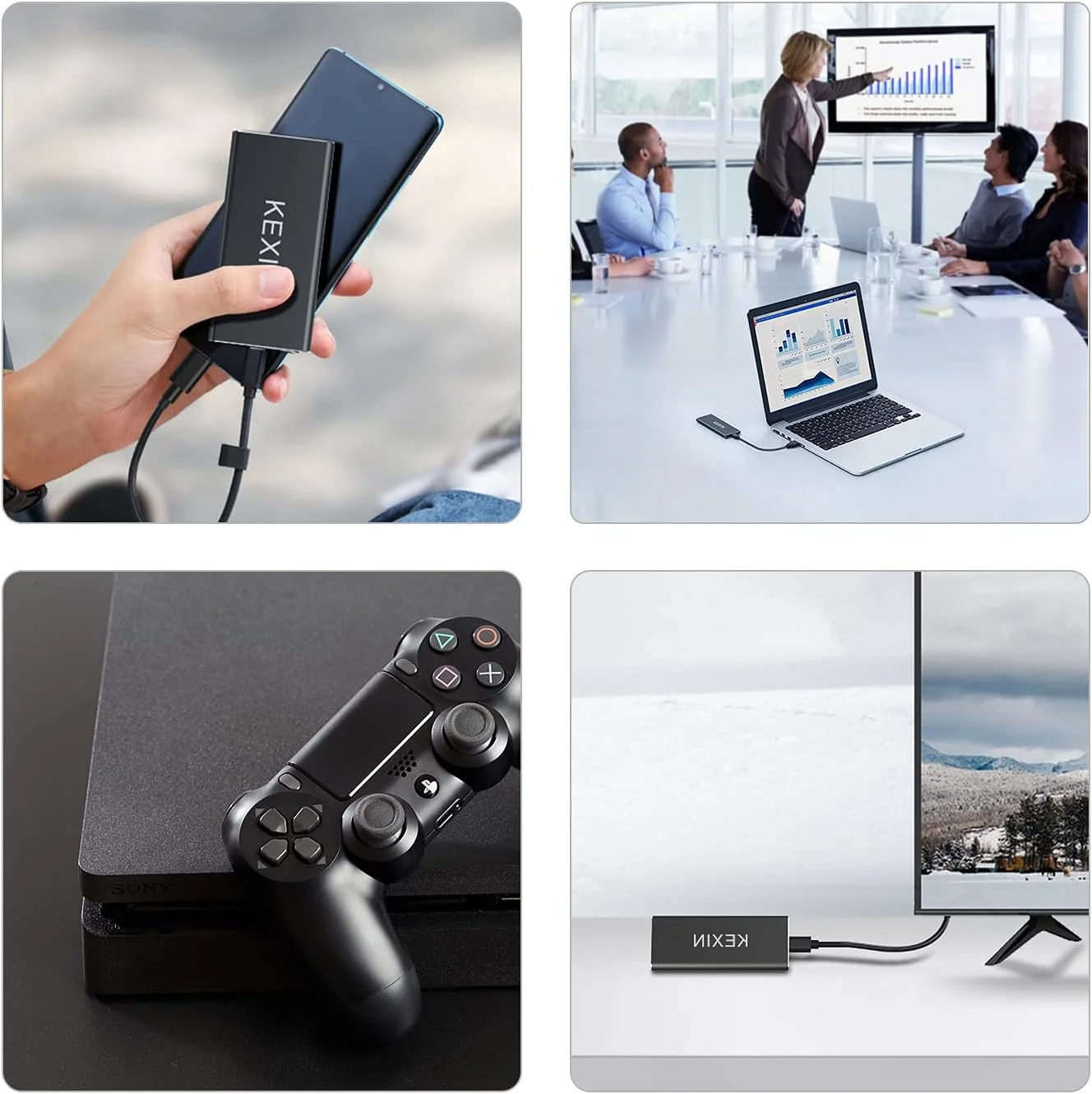 درایو حالت جامد اکسترنال قابل حمل KEXIN SSD با ظرفیت 250 گیگابایت، سرعت تا 500 مگابایت بر ثانیه، حافظه ذخیره سازی فوق العاده برای کامپیوتر، دسکتاپ، لپ تاپ، مک بوک، دستگاه USB-C، تلفن های هوشمند Type-C، مشکی