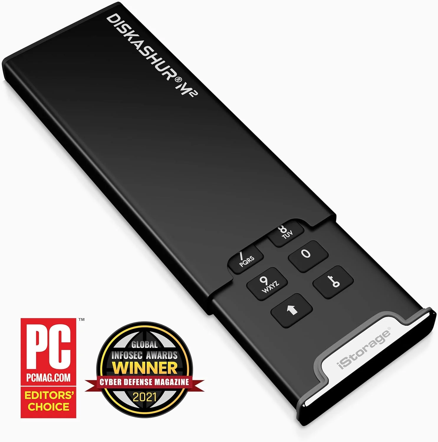 iStorage diskAshur M2 2TB - SSD قابل حمل USB 3.2 رمزگذاری شده سخت افزاری با احراز هویت پین - فوق العاده سریع - مقاوم و قابل حمل
