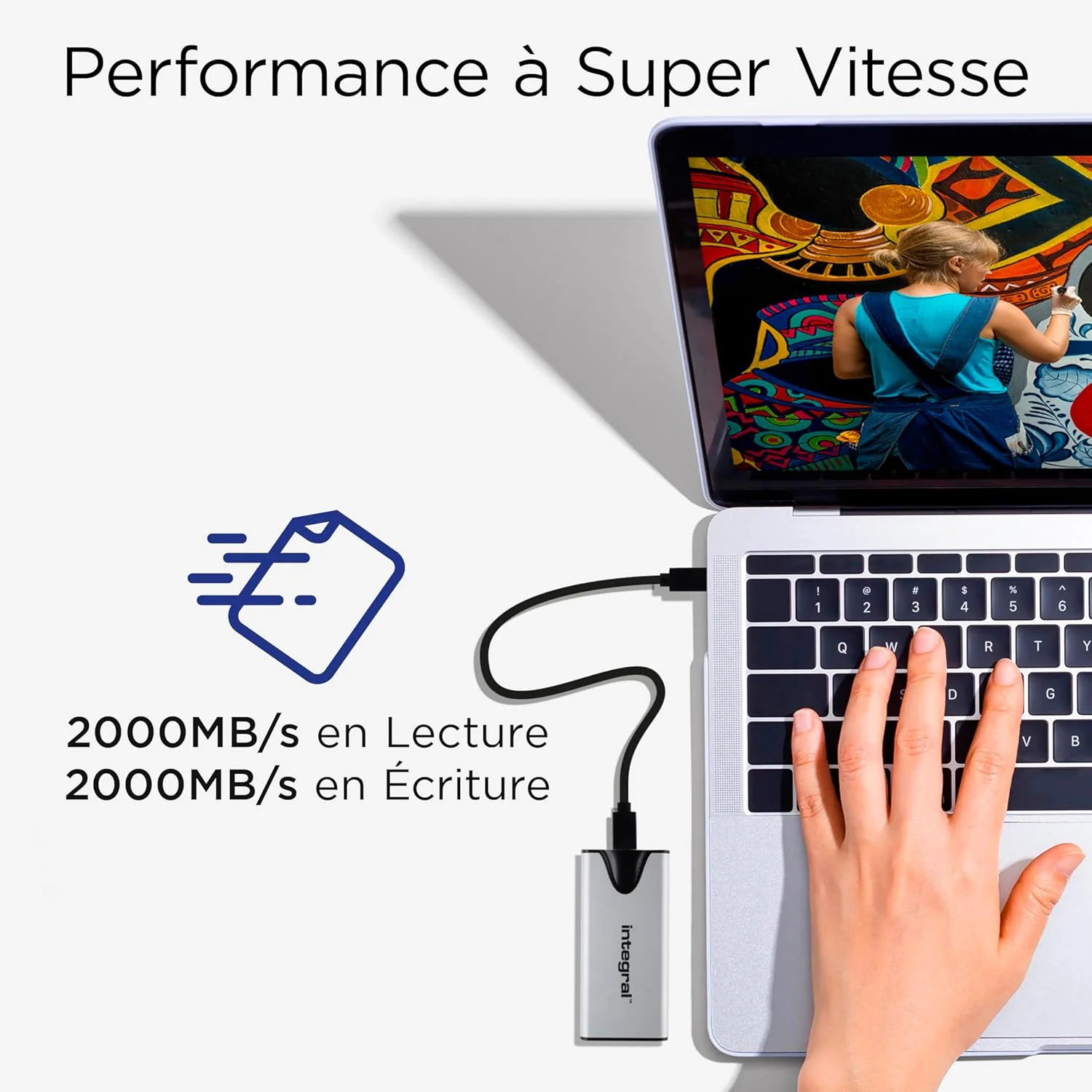 هارد درایو اکسترنال اس اس دی قابل حمل اینتگرال SlimXpress Pro با ظرفیت 4 ترابایت: USB-C، سرعت خواندن/نوشتن 2000 مگابایت بر ثانیه، USB 3.2 Gen 2x2، جمع و جور، Plug & Play، سازگار با مک، ویندوز، اندروید، ایکس باکس، پلی استیشن