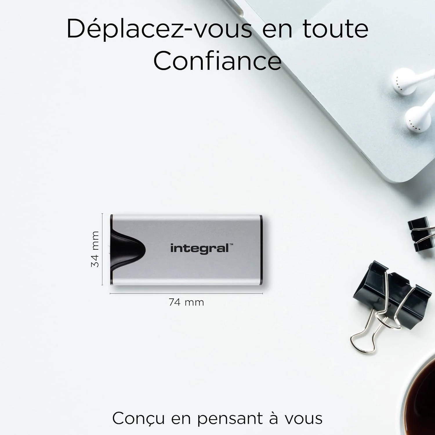 هارد درایو اکسترنال اس اس دی قابل حمل اینتگرال SlimXpress Pro با ظرفیت 4 ترابایت: USB-C، سرعت خواندن/نوشتن 2000 مگابایت بر ثانیه، USB 3.2 Gen 2x2، جمع و جور، Plug & Play، سازگار با مک، ویندوز، اندروید، ایکس باکس، پلی استیشن