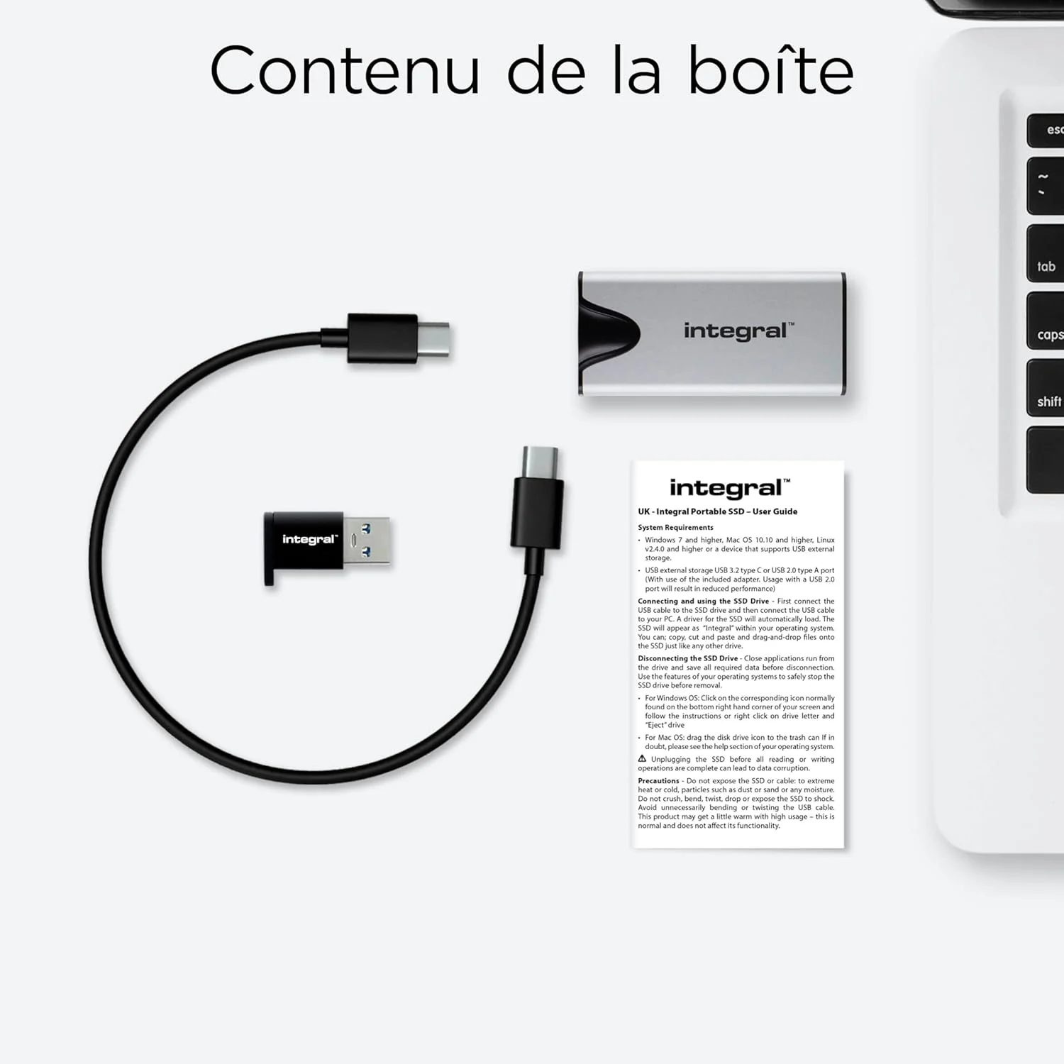 هارد درایو اکسترنال اس اس دی قابل حمل اینتگرال SlimXpress Pro با ظرفیت 4 ترابایت: USB-C، سرعت خواندن/نوشتن 2000 مگابایت بر ثانیه، USB 3.2 Gen 2x2، جمع و جور، Plug & Play، سازگار با مک، ویندوز، اندروید، ایکس باکس، پلی استیشن