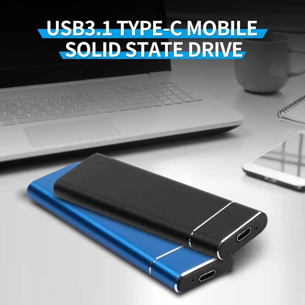هارد اکسترنال اس اس دی 1 ترابایتی HELEMIY با رابط USB3.1 Type-C، ضد ضربه، بدنه آلیاژ آلومینیوم، مشکی