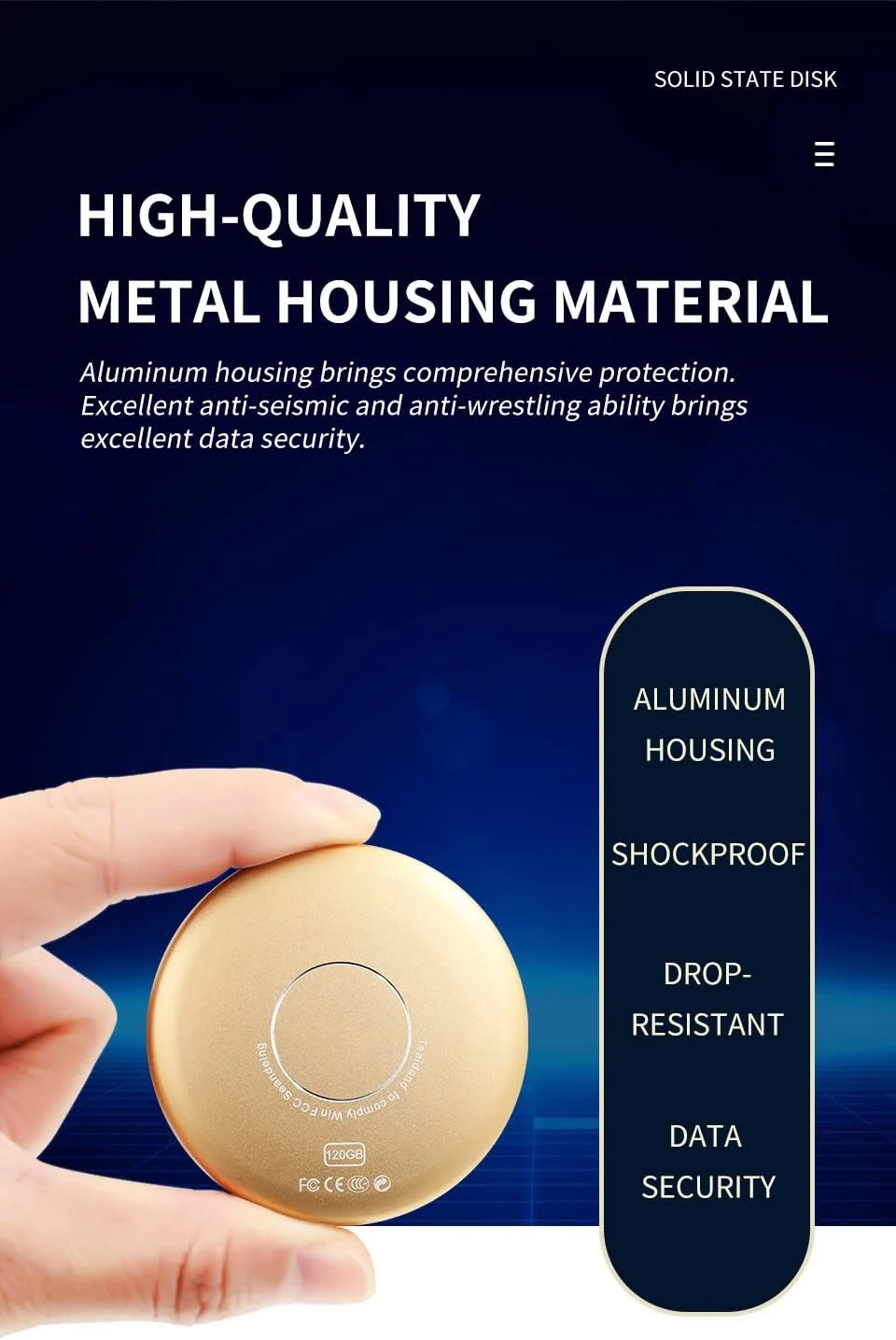درایو حالت جامد اکسترنال SSD با ظرفیت 480 گیگابایت/240 گیگابایت/120 گیگابایت، حافظه پشتیبان قابل حمل USB 3.0 Type-C، مناسب برای رایانه های شخصی، لپ تاپ ها، مک بوک ها، ویندوز (240 گیگابایت، طلایی)