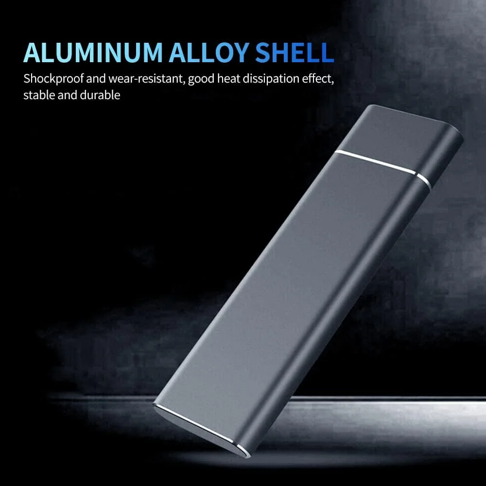 هارد اکسترنال اس اس دی 1 ترابایتی HELEMIY با رابط USB3.1 Type-C، ضد ضربه، بدنه آلیاژ آلومینیوم، مشکی