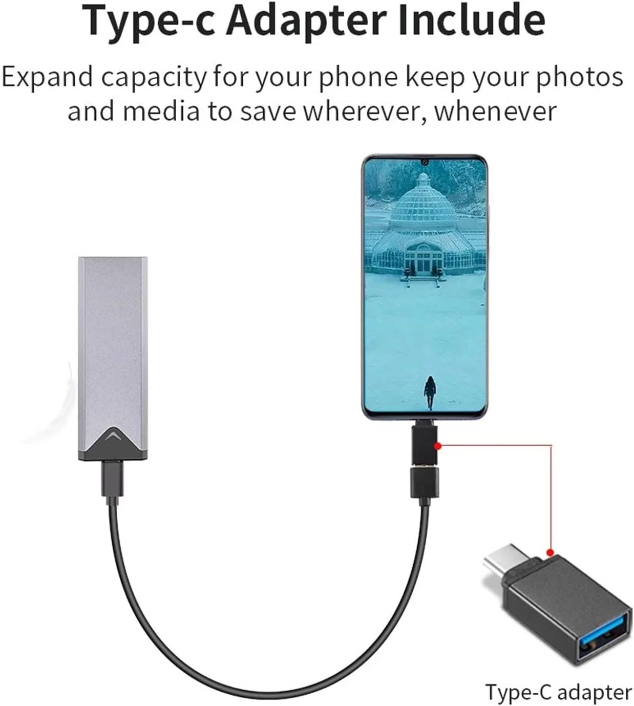 درایو حالت جامد اکسترنال SSD با ظرفیت 1 ترابایت/512 گیگابایت/128 گیگابایت، حافظه پشتیبان قابل حمل Type-C Usb3.1، مناسب برای رایانه های شخصی، لپ تاپ ها، Ps4، Xbox، تلویزیون های هوشمند (1 ترابایت، خاکستری)