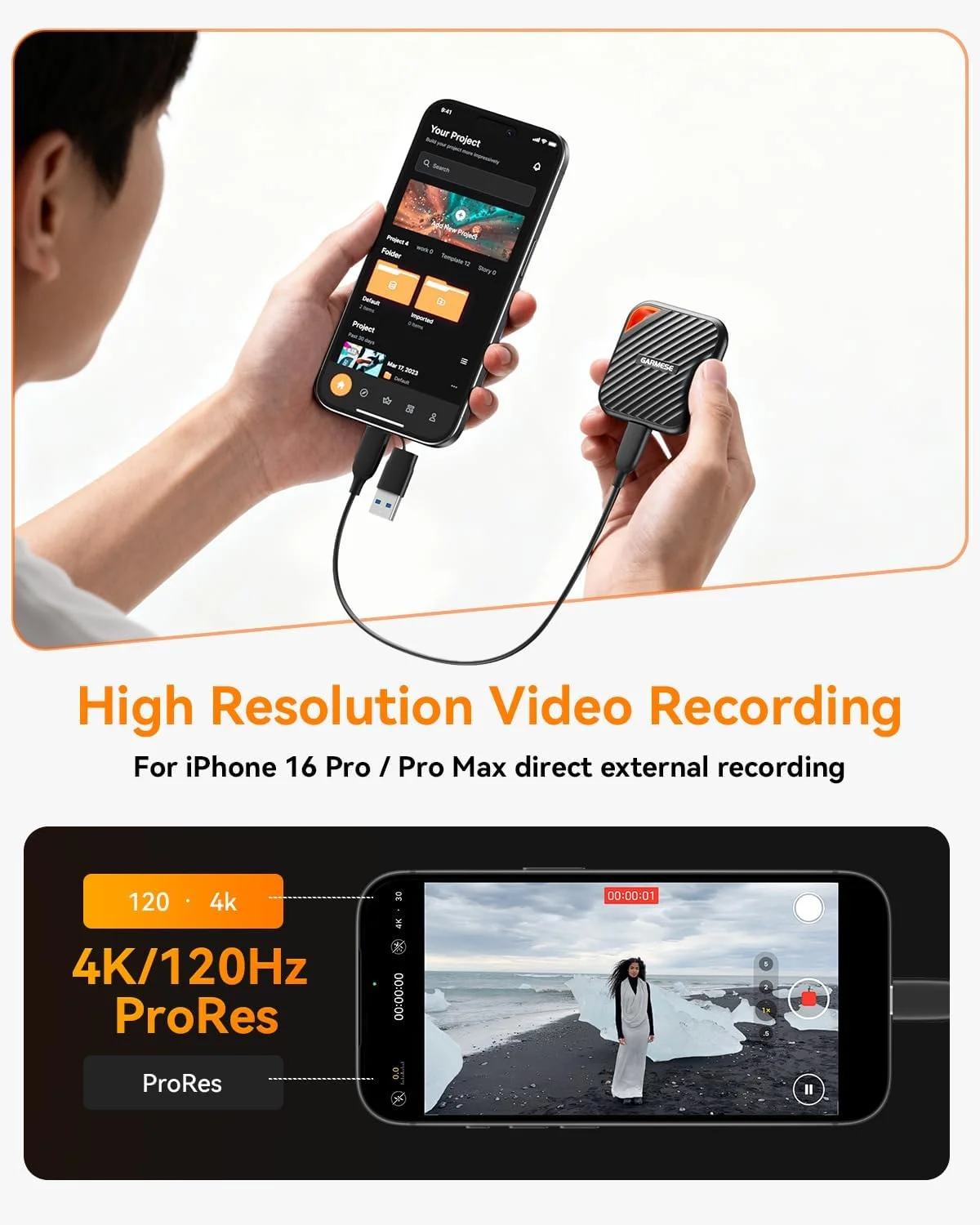 اس اس دی اکسترنال 1 ترابایتی با سرعت خواندن تا 2000 مگابایت بر ثانیه، USB 3.2 Gen 2x2، درایو حالت جامد قابل حمل اکسترنال سازگار با کنسول بازی/تبلت/لپ تاپ/مک، فضای ذخیره سازی مطمئن برای بازی، دانشجویان، متخصصان