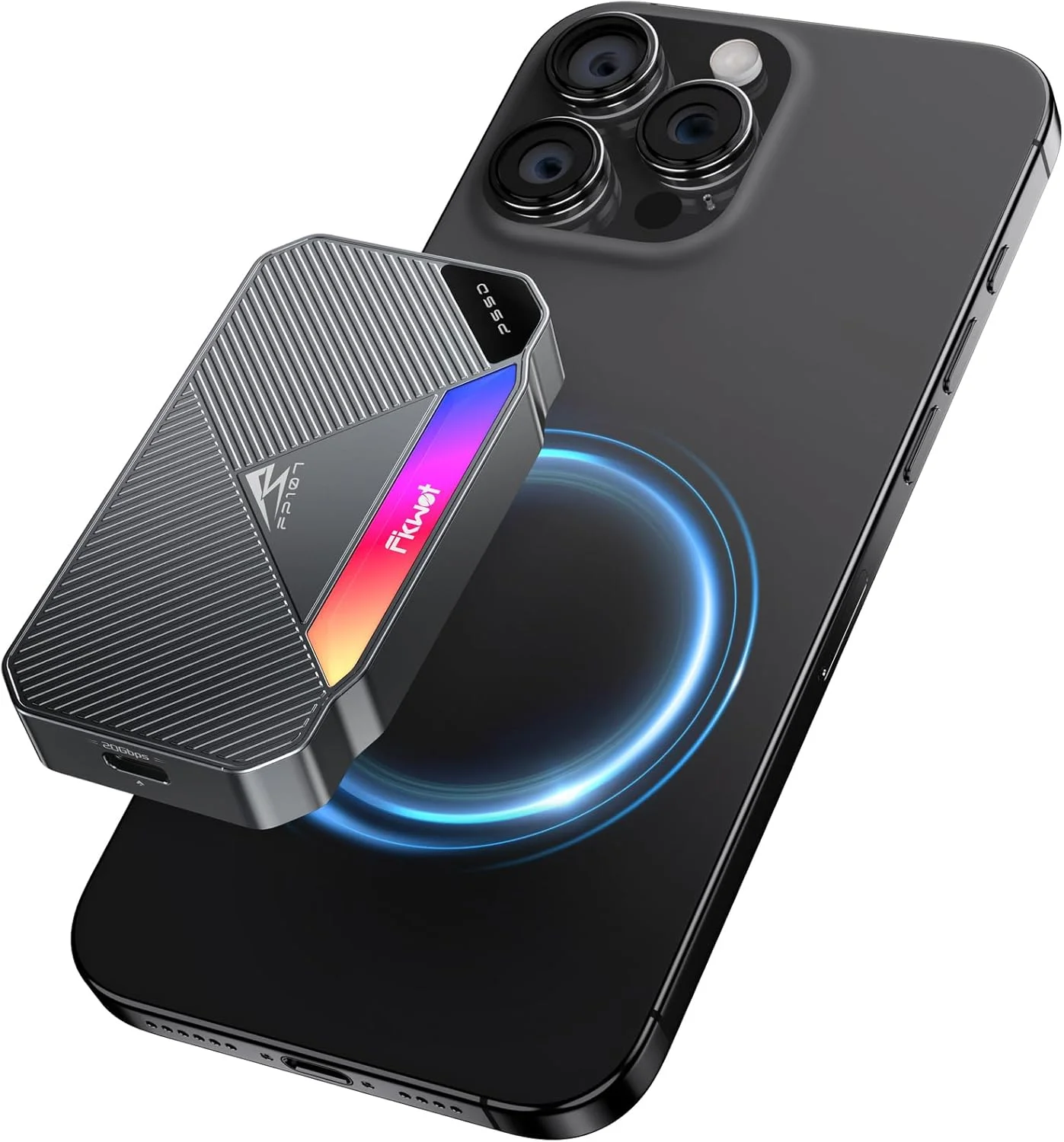 حافظه اس اس دی اکسترنال 1 ترابایتی FP107، سرعت 2050 مگابایت بر ثانیه، USB 3.2 Gen 2x2، اس اس دی قابل حمل با نورپردازی RGB، ذخیره سازی ویدئو 4K، درایوهای حالت جامد اکسترنال برای PS5/PS4(Pro)، ایکس باکس، استیم دک، آیفون/اندروید/PC/Mac