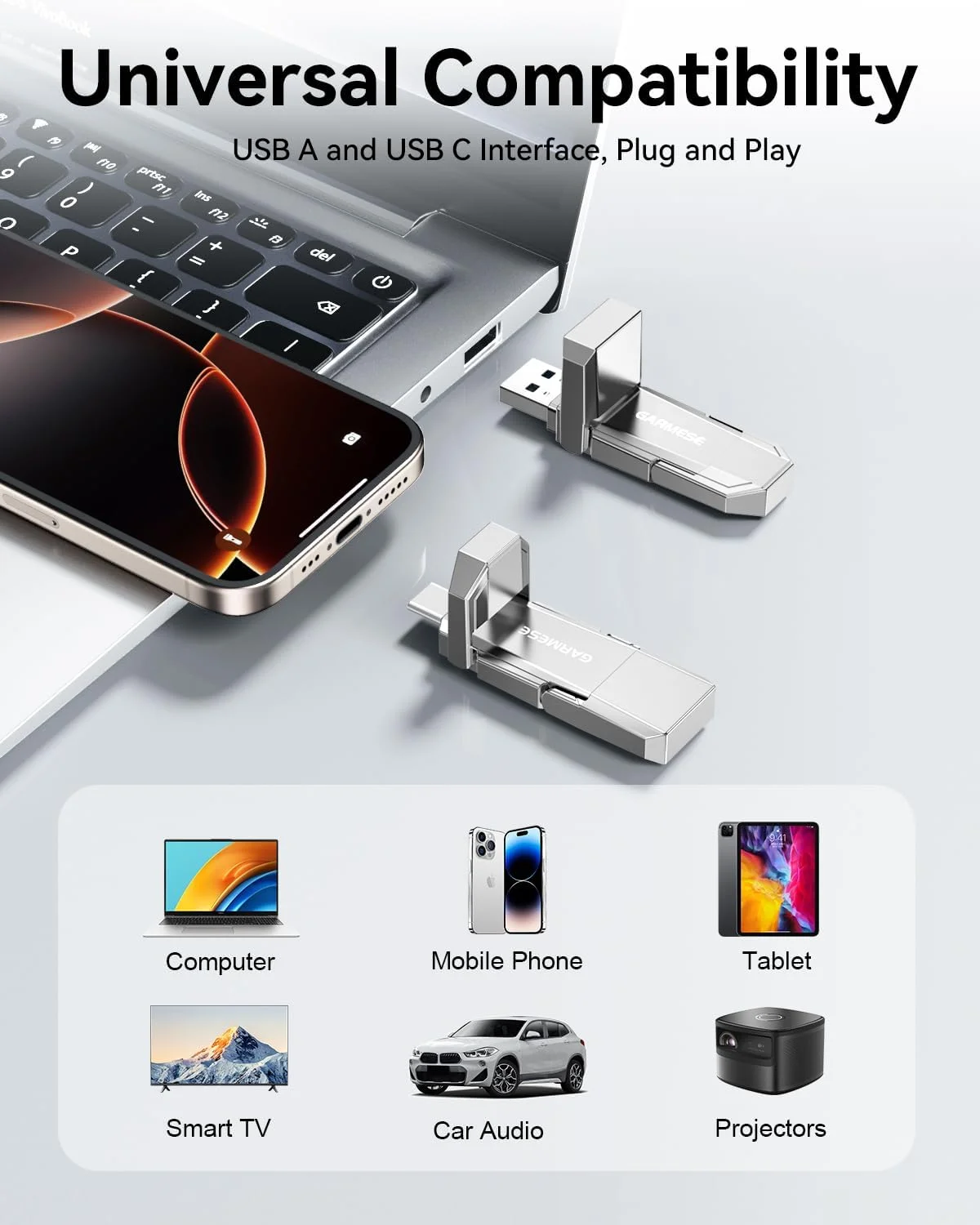 درایو فلش USB C اکسترنال SSD با ظرفیت 512 گیگابایت، SSD قابل حمل با سرعت خواندن تا 450 مگابایت بر ثانیه، USB 3.2 Gen 1 دوگانه (Type-C + Type-A) برای آیفون/اندروید/PS5/تبلت/PC – حافظه حالت جامد پرسرعت