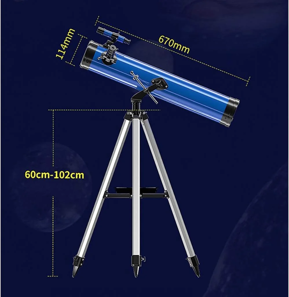 تلسکوپ YXCKG برای کودکان، تلسکوپ های نجومی مبتدی با دیافراگم 114 میلی‌متری به همراه سه پایه، تلسکوپ شروع ستاره‌نگاری، تلسکوپ شکست نوری HD برای فضای باز، فیلتر ماه، برای مشاهده آسمان