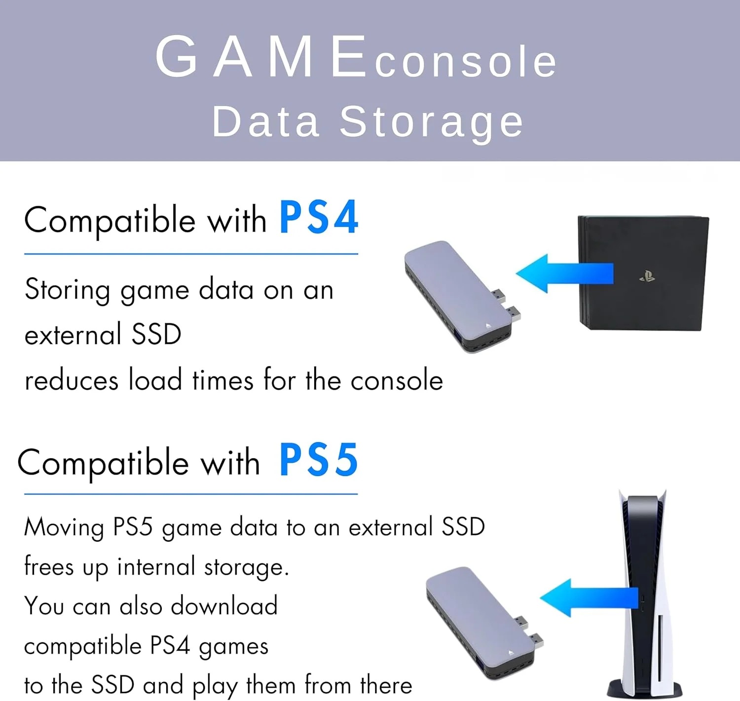 اس اس دی اکسترنال 500 گیگابایت - تا 1000 مگابایت بر ثانیه - USB-C/USB-A - USB 3.2 Gen 2 (سازگار با PS4 / PS5 / Windows/Mac) - درایو حالت جامد اکسترنال مدل ‎‎NV33550EX-GY