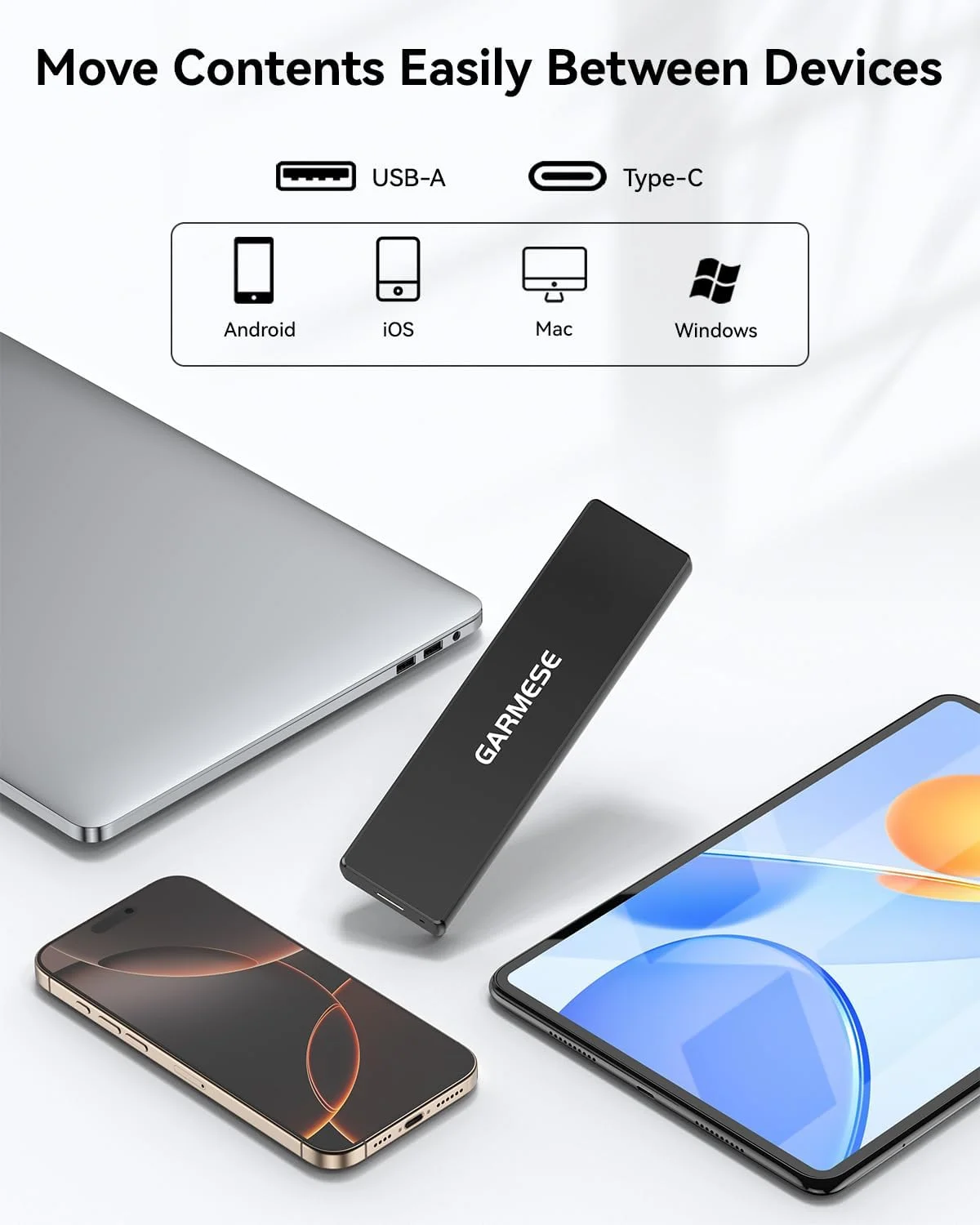 حافظه اس اس دی اکسترنال 512 گیگابایت قابل حمل با سرعت تا 1000 مگابایت بر ثانیه USB 3.2 Gen 2، درایوهای حالت جامد اکسترنال با کابل Type-C، درایو حالت جامد قابل حمل برای کامپیوتر، مک و کنسول بازی