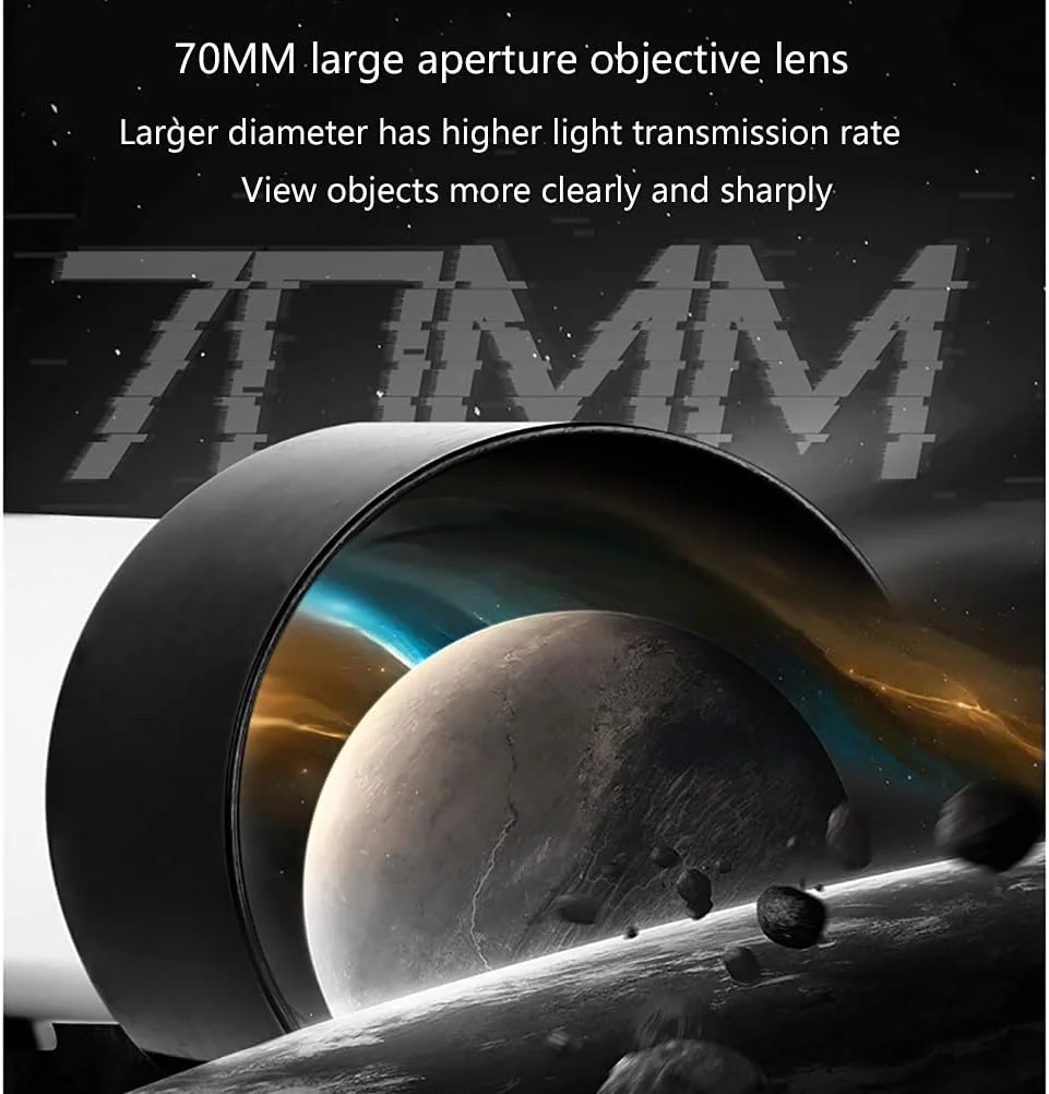 تلسکوپ قابل حمل برای تماشای پرندگان با دیافراگم 70 میلی‌متری و تلسکوپ شکستنی نجومی 700 میلی‌متری با اپتیک شیشه‌ای کاملاً پوشش‌داده‌شده و آداپتور تلفن