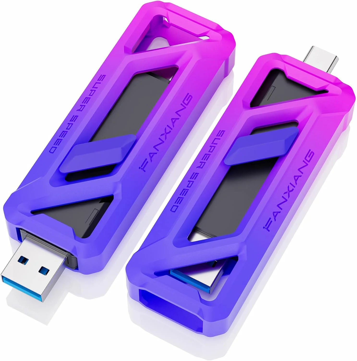 اس اس دی اکسترنال فنزیانگ 256 گیگابایت، سرعت تا 2050 مگابایت بر ثانیه، پورت دوگانه 2 در 1 Type C + USB A 3.2 Gen2 برای آیفون 15 / اندروید / تبلت / PC / مک (FF958)