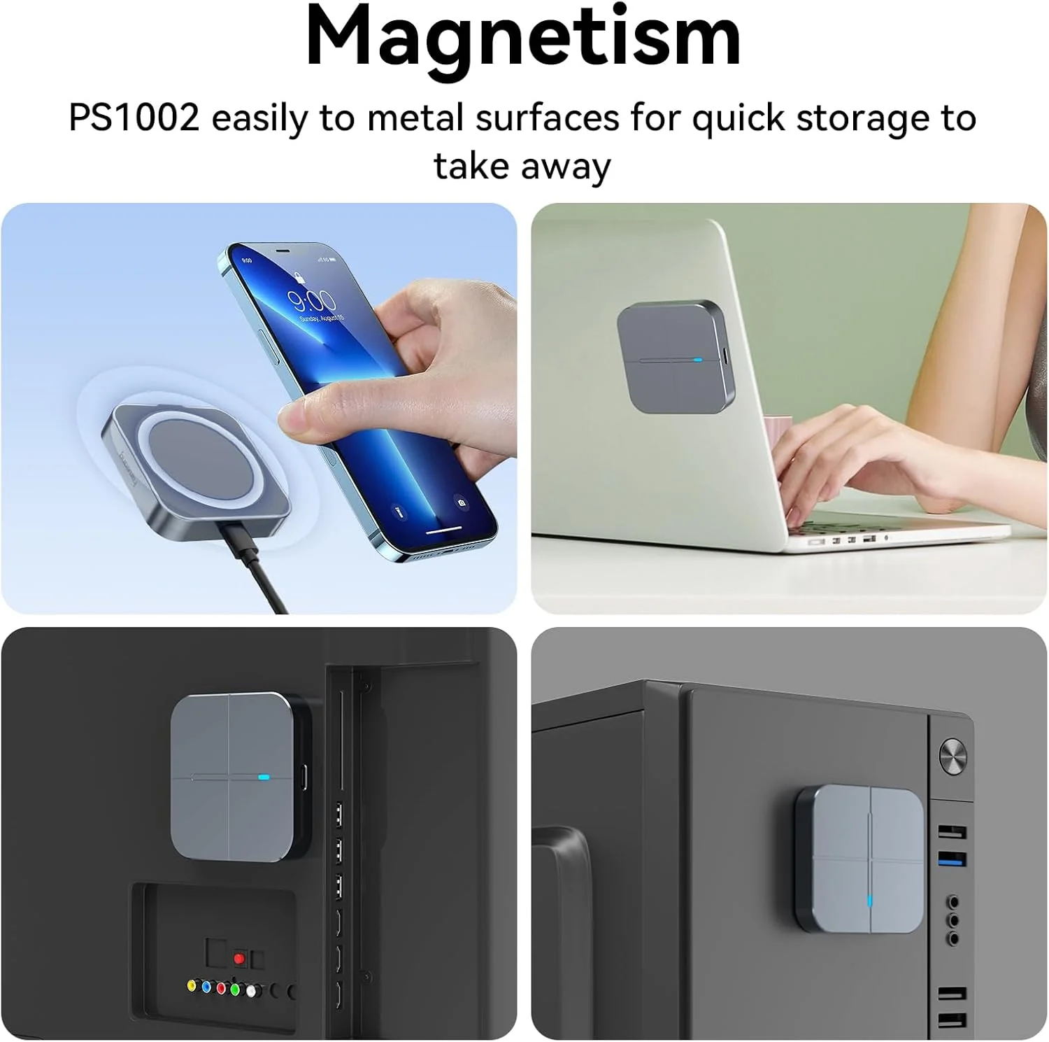 فن‌شیانگ PS1002 SSD اکسترنال مغناطیسی 500 گیگابایت، تا 1050 مگابایت بر ثانیه USB 3.2 Gen2، درایو حالت جامد اکسترنال قابل حمل Type-C برای تلفن‌های هوشمند/لپ‌تاپ‌ها/متخصصان/بازی