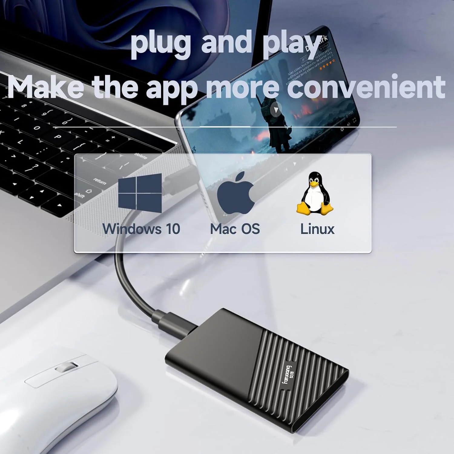 فنکسیانگ SSD اکسترنال قابل حمل 1 ترابایتی، تا 2000 مگابایت بر ثانیه، درایو حالت جامد اکسترنال، هارد اکسترنال، USB 3.2 Gen2 Type-C SSD برای آیفون 15/پرو/PC/لپتاپ/خالقین/گیمینگ فنکسیانگ SSD اکسترنال قابل حمل 1 ترابایتی، تا 2000 مگابایت بر ثانیه، درایو حالت جامد اکسترنال، هارد اکسترنال، USB 3.2 Gen2 Type-C SSD برای آیفون 15/پرو/PC/لپتاپ/خالقین/گیمینگ