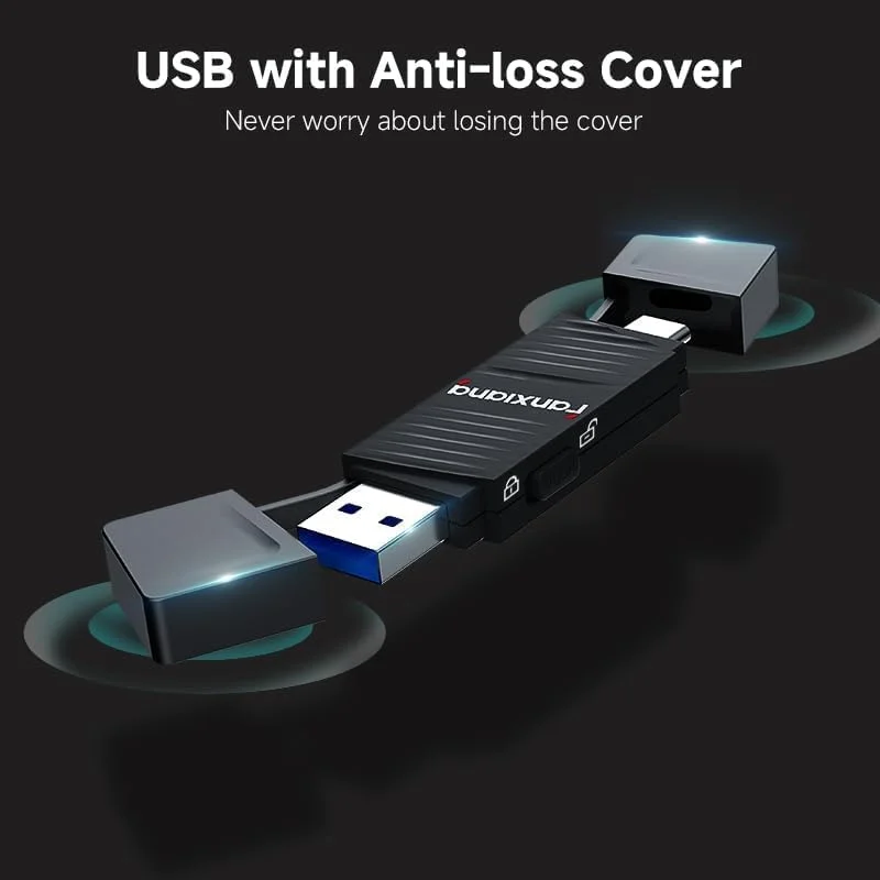 درایو حالت جامد اکسترنال فنزیانگ 256 گیگابایت USB C، درایو فلش حالت جامد قابل حمل، رابط دوگانه سرعت بالا تا 550 مگابایت بر ثانیه، بسیار سریعتر، برای اندروید، آیفون 15، مک بوک/پرو/ایر و غیره مدل F397