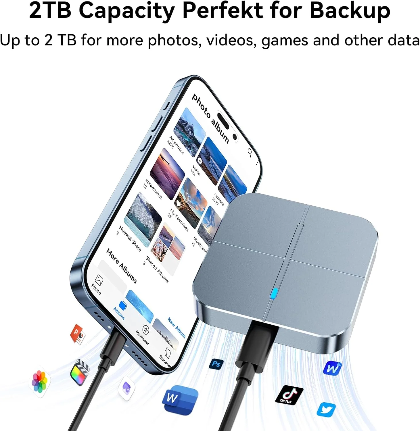 فن‌شیانگ PS1002 SSD اکسترنال مغناطیسی 500 گیگابایت، تا 1050 مگابایت بر ثانیه USB 3.2 Gen2، درایو حالت جامد اکسترنال قابل حمل Type-C برای تلفن‌های هوشمند/لپ‌تاپ‌ها/متخصصان/بازی