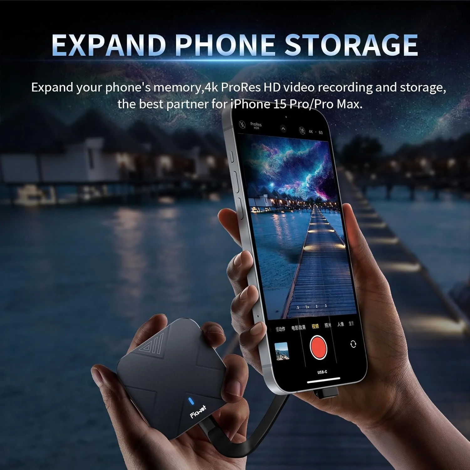 حافظه اس اس دی اکسترنال 500 گیگابایتی، اس اس دی قابل حمل مغناطیسی، با حلقه مغناطیسی، تا 1050 مگابایت بر ثانیه، USB 3.2 Gen2، سازگار با آیفون 15/16 پرو، تبلت، مک بوک و غیره (FP70)