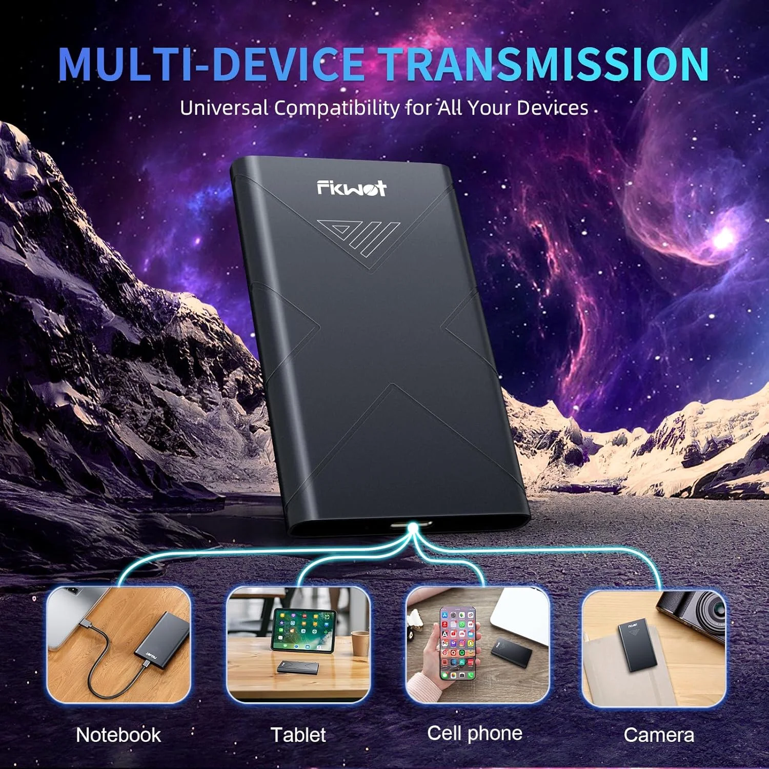 اس اس دی اکسترنال 1 ترابایتی، اس اس دی قابل حمل، تا 2000 مگابایت بر ثانیه، درایوهای حالت جامد اکسترنال USB 3.2 Gen2x2، سازگار با تلویزیون هوشمند، PS5/PS4(Pro)، آیفون 15/16، ایکس باکس، مک و ویندوز و سایر دستگاه ها (FP80)