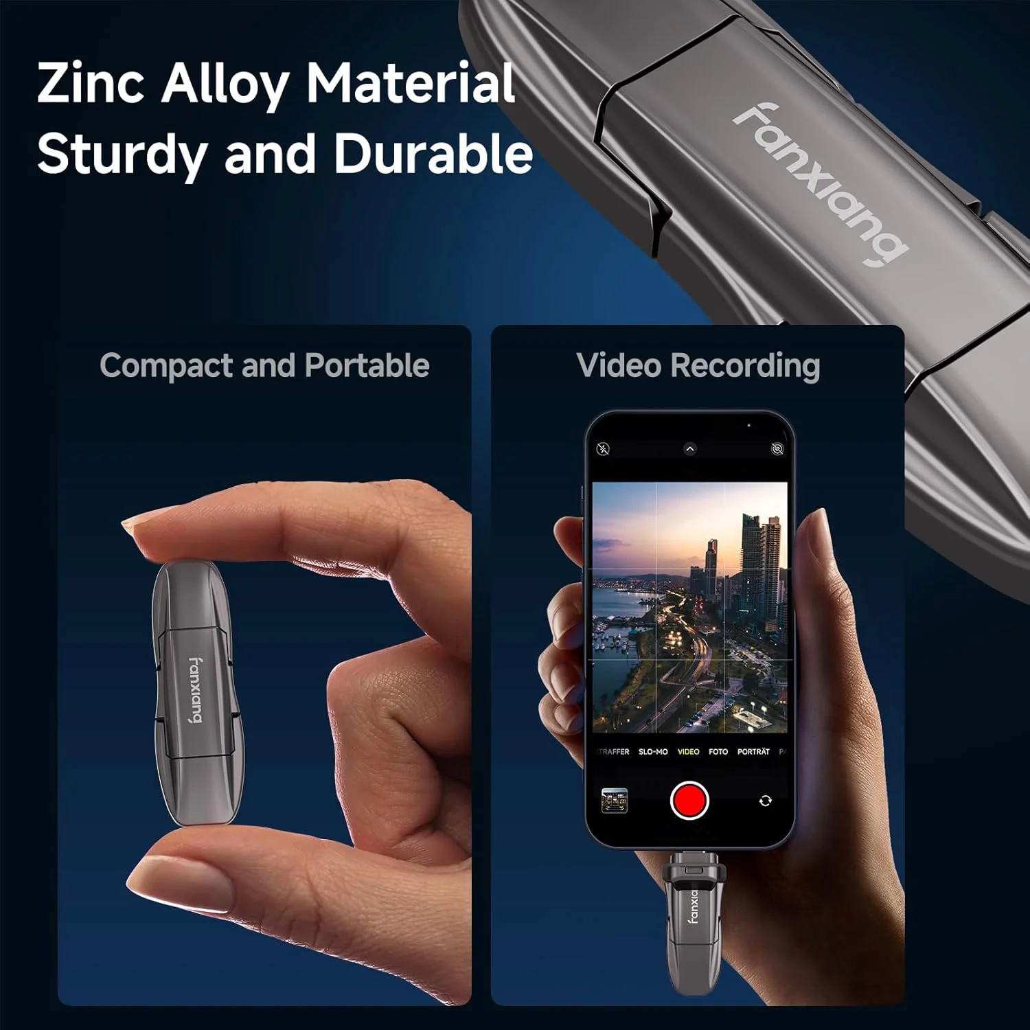 درایو SSD اکسترنال 950 گیگابایتی fanxiang با پورت Type C + USB A 3.2 Gen2 - درایو فلش USB قابل حمل و بی سیم تا 1050 مگابایت بر ثانیه - مموری استیک برای کامپیوتر، لپ تاپ، ایکس باکس، PS5 و غیره - FF952 درایو SSD اکسترنال 950 گیگابایتی fanxiang با پورت Type C + USB A 3.2 Gen2 - درایو فلش USB قابل حمل و بی سیم تا 1050 مگابایت بر ثانیه - مموری استیک برای کامپیوتر، لپ تاپ، ایکس باکس، PS5 و غیره - FF952