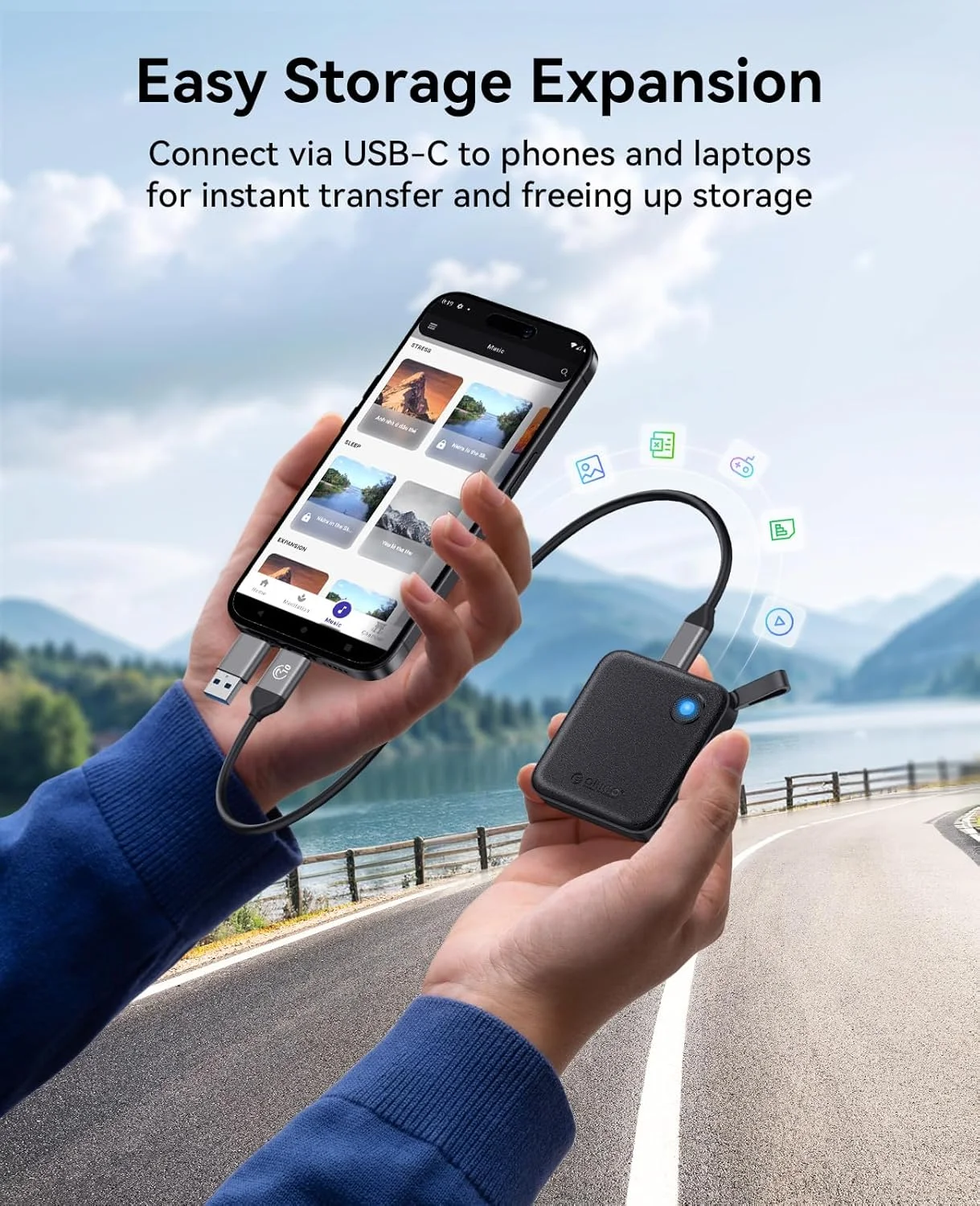 حافظه اس اس دی اکسترنال 1 ترابایتی اوریکو با کابل USB-C، درایو حالت جامد اکسترنال قابل حمل 2 در 1 تا 460 مگابایت بر ثانیه، نشانگر وضعیت برای تلفن هوشمند، تبلت و رایانه شخصی با رابط USB-C - مدل B5PLUS حافظه اس اس دی اکسترنال 1 ترابایتی اوریکو با کابل USB-C، درایو حالت جامد اکسترنال قابل حمل 2 در 1 تا 460 مگابایت بر ثانیه، نشانگر وضعیت برای تلفن هوشمند، تبلت و رایانه شخصی با رابط USB-C - مدل B5PLUS