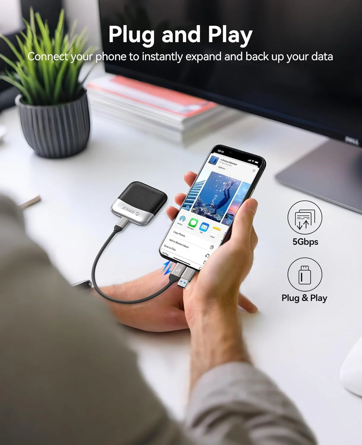 اس اس دی اکسترنال 1 ترابایتی ORICO با کابل 2 در 1 USB C و A، سرعت تا 460 مگابایت بر ثانیه، درایوهای حالت جامد قابل حمل Plug and Play، فضای ذخیره سازی مطمئن برای تلفن های هوشمند USB C، تبلت، کامپیوتر - M5PLUS اس اس دی اکسترنال 1 ترابایتی ORICO با کابل 2 در 1 USB C و A، سرعت تا 460 مگابایت بر ثانیه، درایوهای حالت جامد قابل حمل Plug and Play، فضای ذخیره سازی مطمئن برای تلفن های هوشمند USB C، تبلت، کامپیوتر - M5PLUS