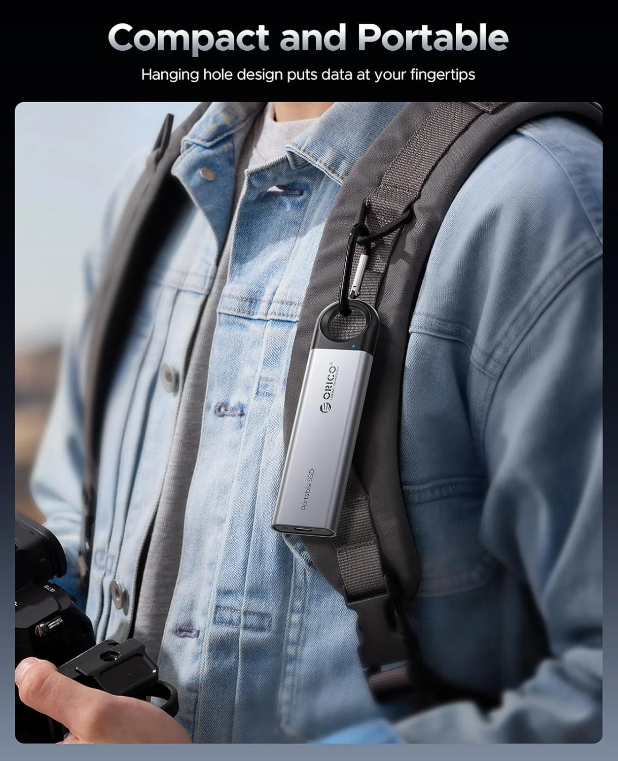 هارد اکسترنال SSD اوریکو 2 ترابایت تا 1050 مگابایت بر ثانیه، درایو حالت جامد قابل حمل با طراحی سوراخ آویز، کابل 2 در 1 USB C و A، ذخیره سازی مطمئن برای تلفن های هوشمند، تبلت ها، لپ تاپ های Type-C - مدل C10