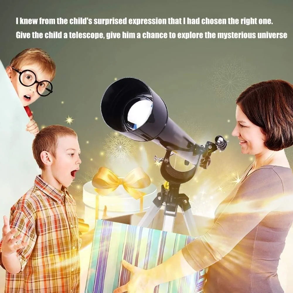 تلسکوپ برای بزرگسالان مبتدی نجوم، تلسکوپ شکستنی مسافرتی 60 میلی‌متری با سه‌پایه قابل تنظیم، تلسکوپ مشاهده ماه