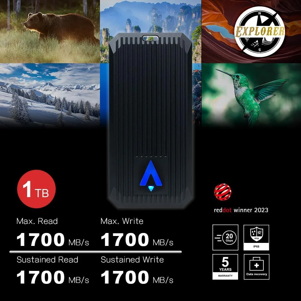 اکسترنال اس اس دی 1 ترابایتی Exascend Explorer - سرعت تا 1700 مگابایت بر ثانیه - USB-C, USB 3.2 Gen 2