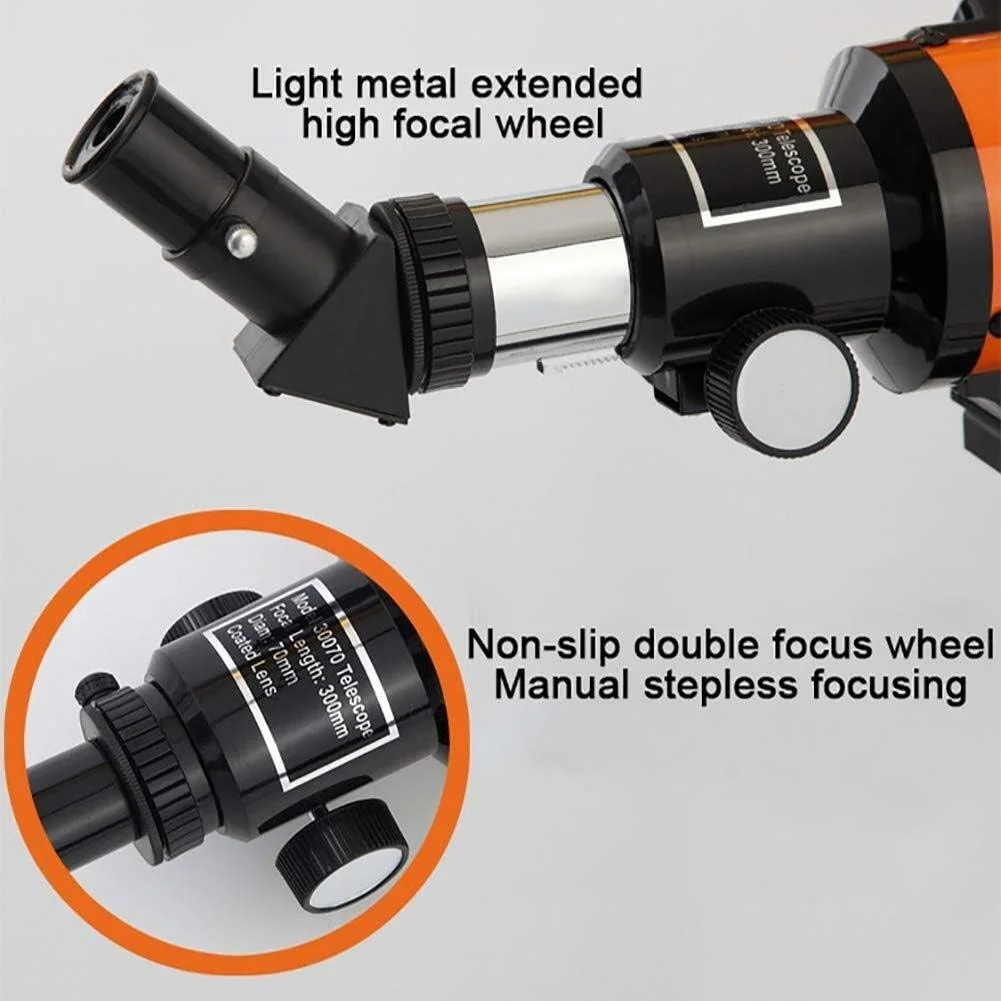 تلسکوپ انکساری استوایی 150X تلسکوپ مسافرتی قابل حمل با سه پایه برای رصد ستارگان در فضای باز