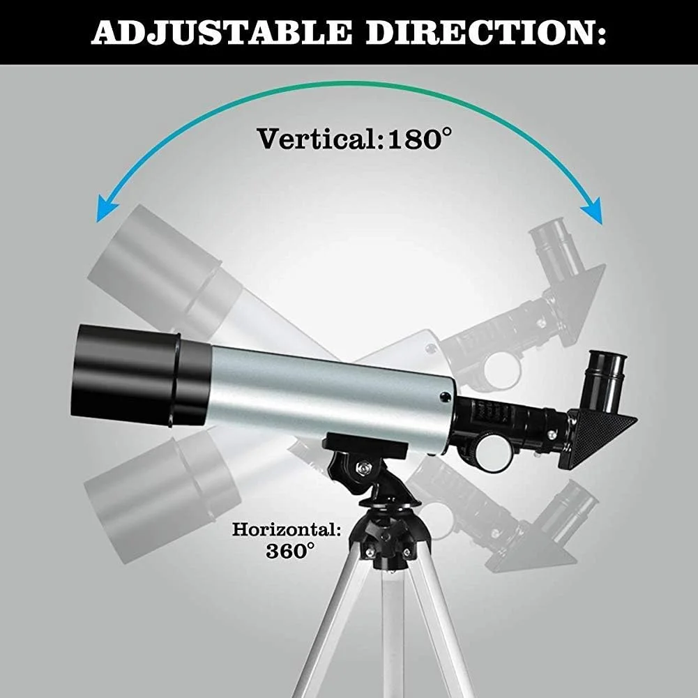 تلسکوپ های TEmkin برای نجوم، تلسکوپ شکستنی جمع و جور برای کودکان، بزرگسالان و مبتدیان نجوم به همراه سه پایه، آینه سمت الراس و چشمی