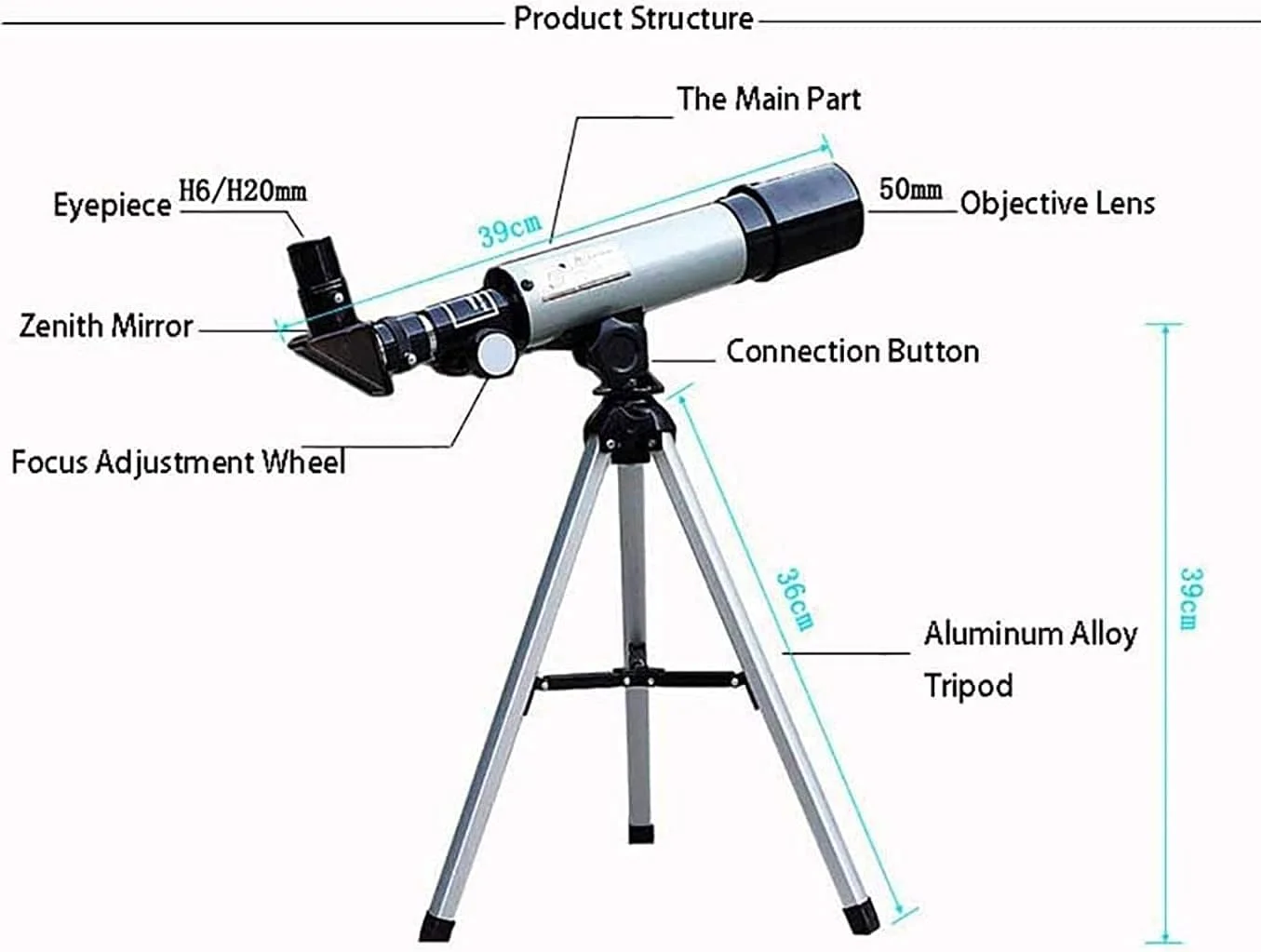 تلسکوپ های فضایی تمکین برای کودکان و مبتدیان، تلسکوپ شکست نوری نجومی با سه پایه قابل تنظیم، تلسکوپ های تک چشمی برای مبتدیان در اسباب بازی های آموزشی نجوم
