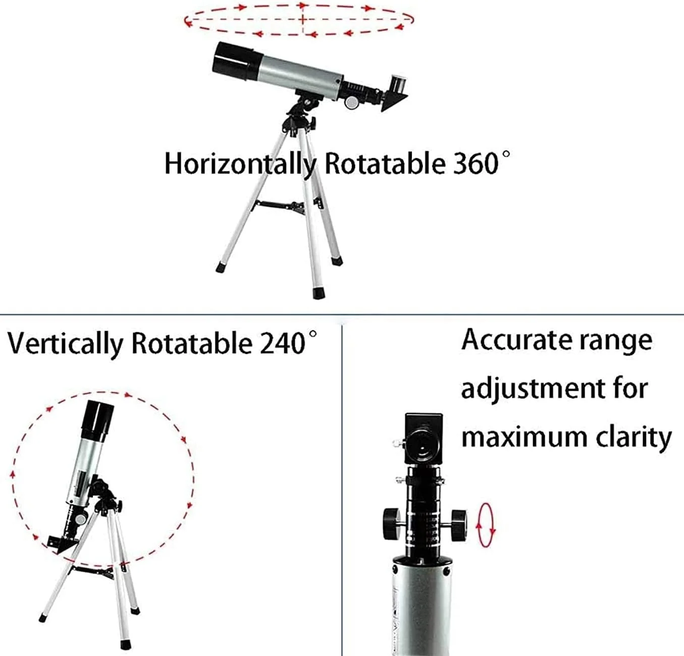 تلسکوپ های فضایی تمکین برای کودکان و مبتدیان، تلسکوپ شکست نوری نجومی با سه پایه قابل تنظیم، تلسکوپ های تک چشمی برای مبتدیان در اسباب بازی های آموزشی نجوم