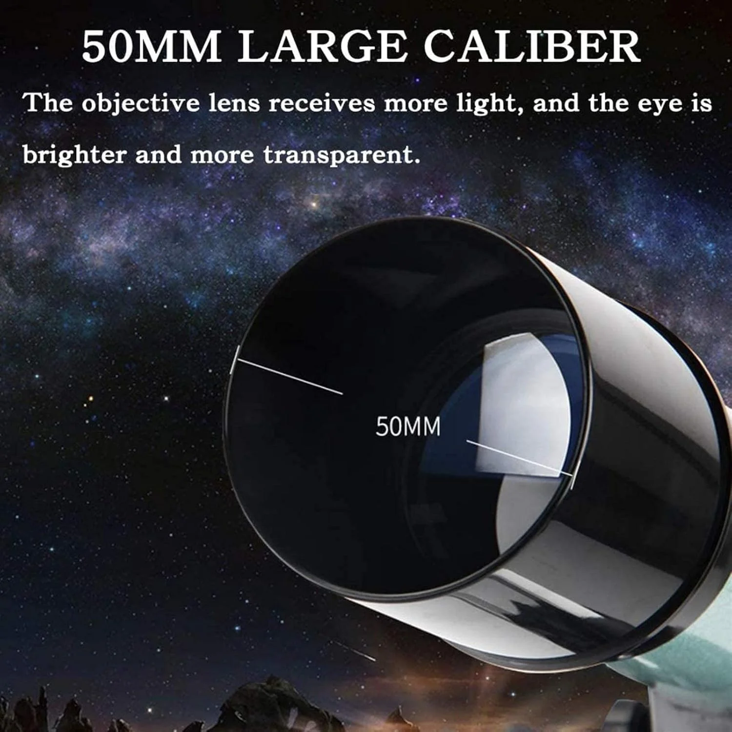 تلسکوپ نجومی 50 میلی‌متری برای مبتدیان، بزرگسالان و کودکان، تلسکوپ انکساری با فاصله کانونی 360 میلی‌متر، آداپتور تلفن هوشمند جمع و جور و قابل حمل برای تماشای ماه