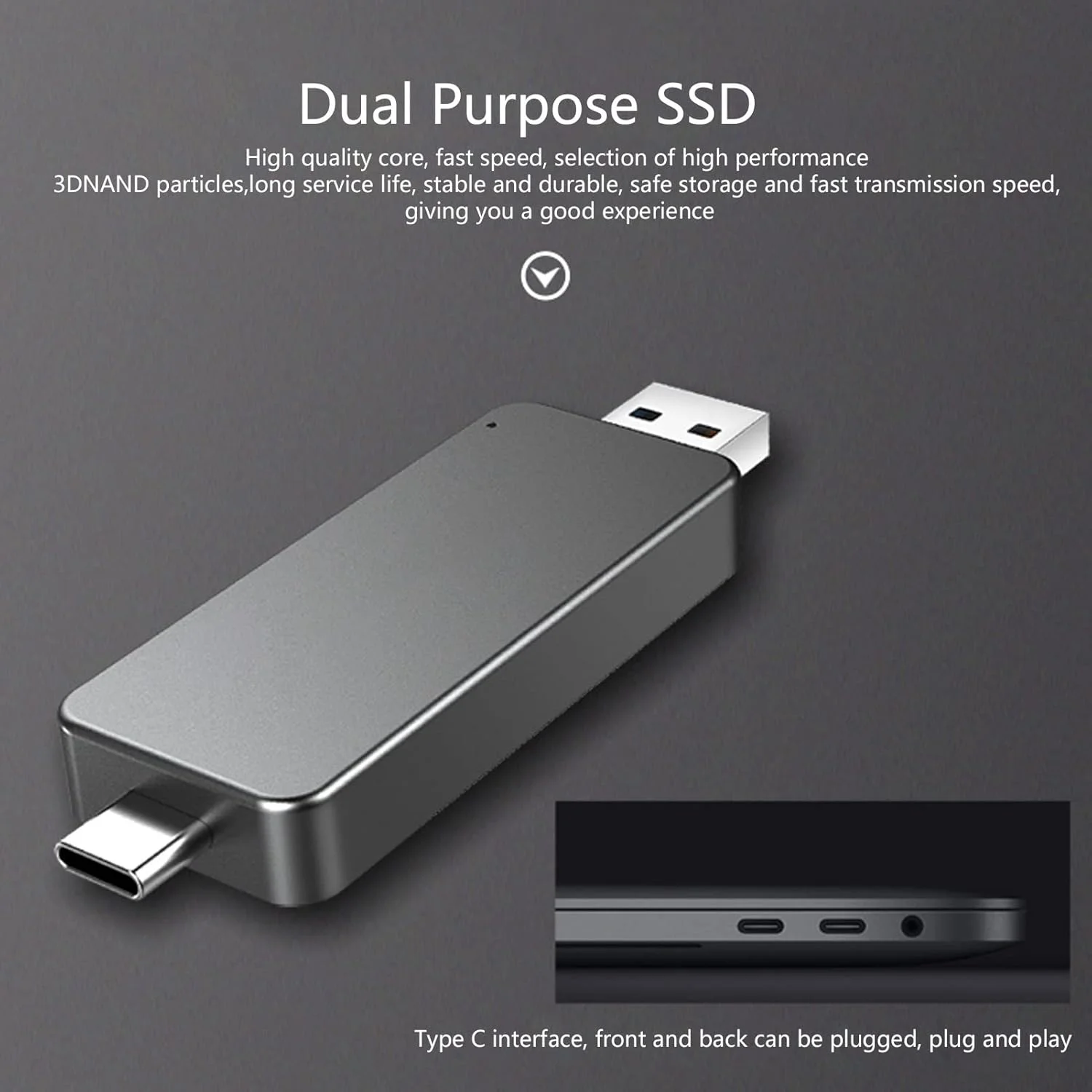 هارد درایو حالت جامد دو منظوره دو سر برای موبایل، کامپیوتر، هارد اکسترنال قابل حمل USB برای تلفن و کامپیوتر (512 گیگابایت)