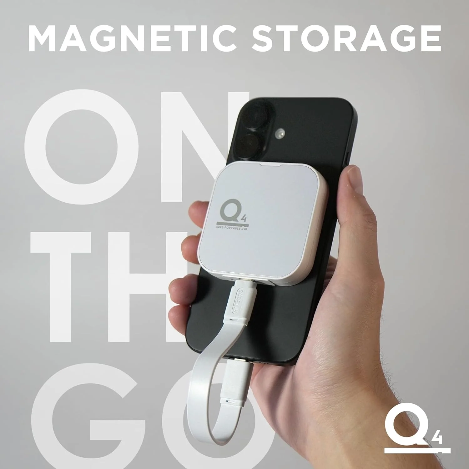 حافظه اس اس دی اکسترنال مغناطیسی DATO با ظرفیت 2 ترابایت، درایو حالت جامد اکسترنال قابل حمل USB 4.0 Gen 3x2، سرعت تا 4000/3600 مگابایت بر ثانیه، ضبط ProRes HDR 4K Type-C، سازگار با آیفون 15 و 16 پرو مکس - سری ARES Q4