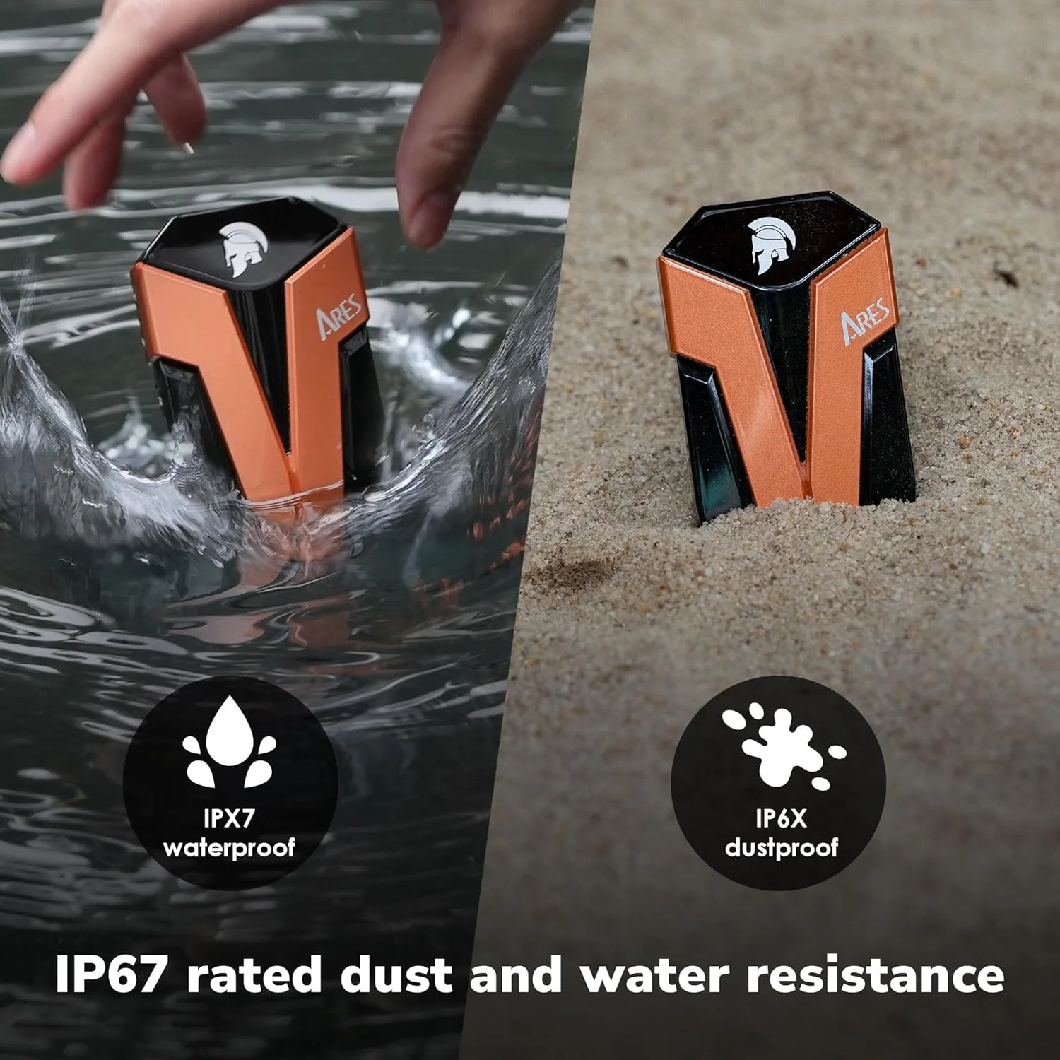 حافظه اس اس دی اکسترنال دیتو ۱ ترابایت، ARES Amber Shield قابل حمل با LED، سرعت تا ۱۶۰۰/۱۵۰۰ مگابایت بر ثانیه، پشتیبانی از OTG، ضد آب USB 3.2 Gen 2x2 Type C مقاوم