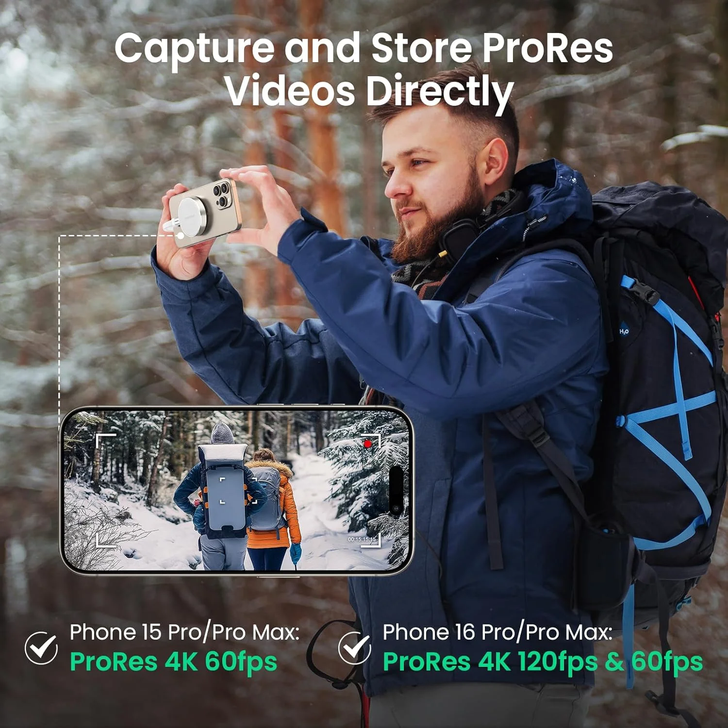 حافظه اس اس دی اکسترنال قابل حمل مغناطیسی 1 ترابایتی، درایو حالت جامد اکسترنال با USB-C 3.2 Gen 2x2، سرعت تا 2000 مگابایت بر ثانیه، جمع و جور و بادوام، سازگار با سری آیفون 15/16 و سایر دستگاه های USB-C، سفید