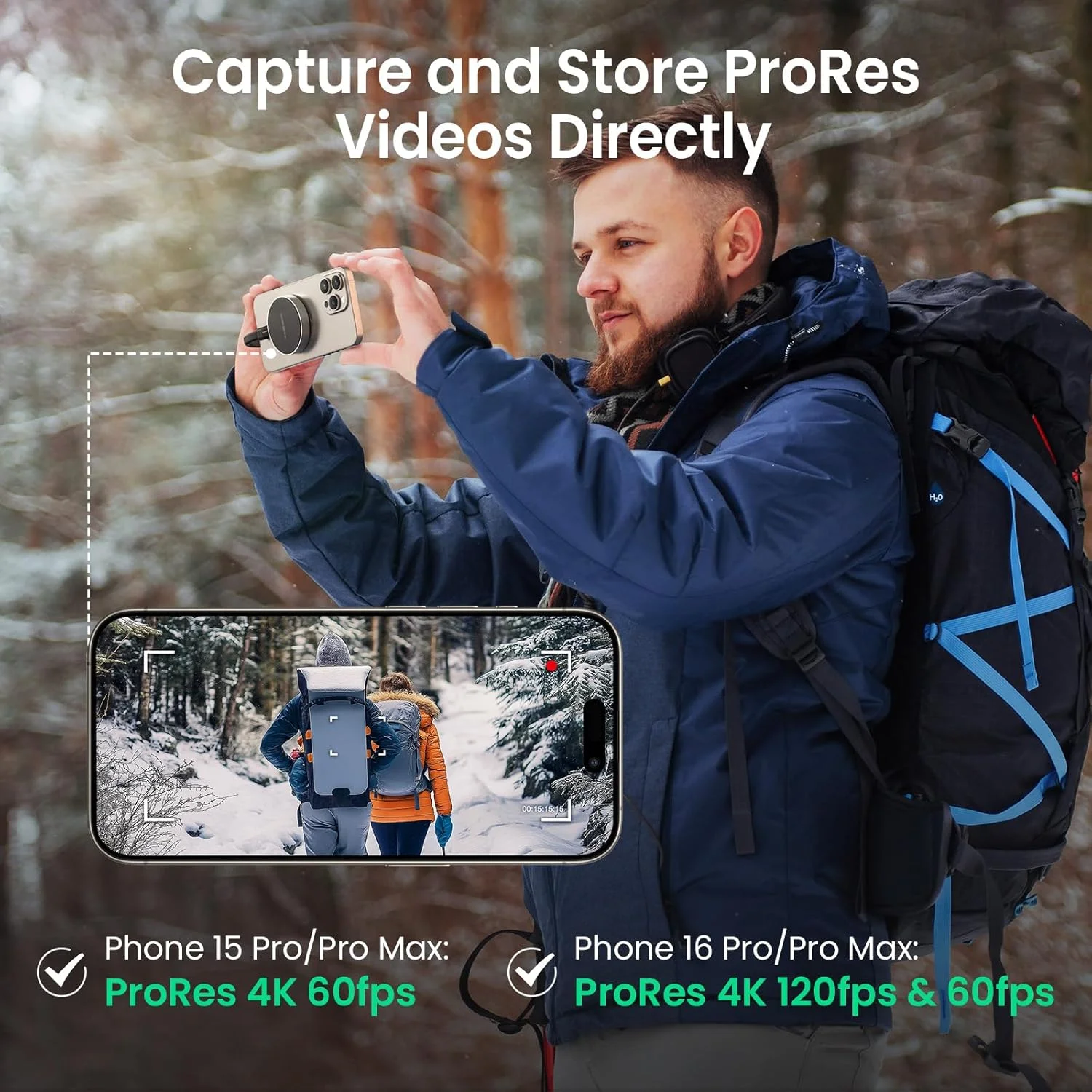 حافظه اس اس دی اکسترنال قابل حمل مغناطیسی 1 ترابایتی، درایو حالت جامد اکسترنال با USB-C 3.2 Gen 2x2، سرعت تا 2000 مگابایت بر ثانیه، جمع و جور و بادوام، سازگار با سری آیفون 15/16 و سایر دستگاه های USB-C، مشکی