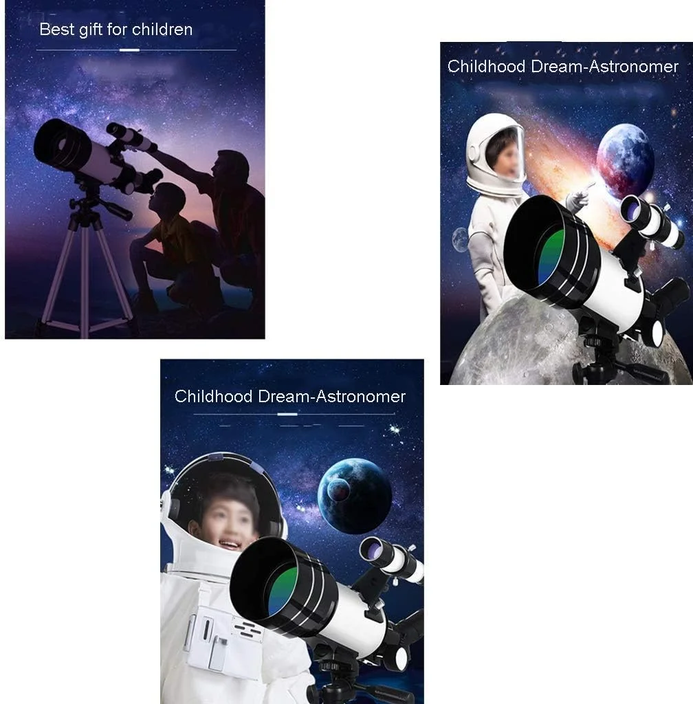 تلسکوپ های مسافرتی، تلسکوپ نجومی 70 میلی متری شکستنی برای کودکان، بزرگسالان و مبتدیان به همراه کیف قابل حمل و پایه