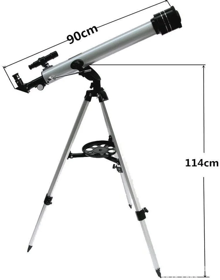 تلسکوپ تک لوله ای نجومی با بزرگنمایی ۵۲۵ برابر، تلسکوپ انکساری ۶۰۷۰۰ مناسب برای ستاره شناسی حرفه ای و مبتدیان، به همراه پایه آلومینیومی