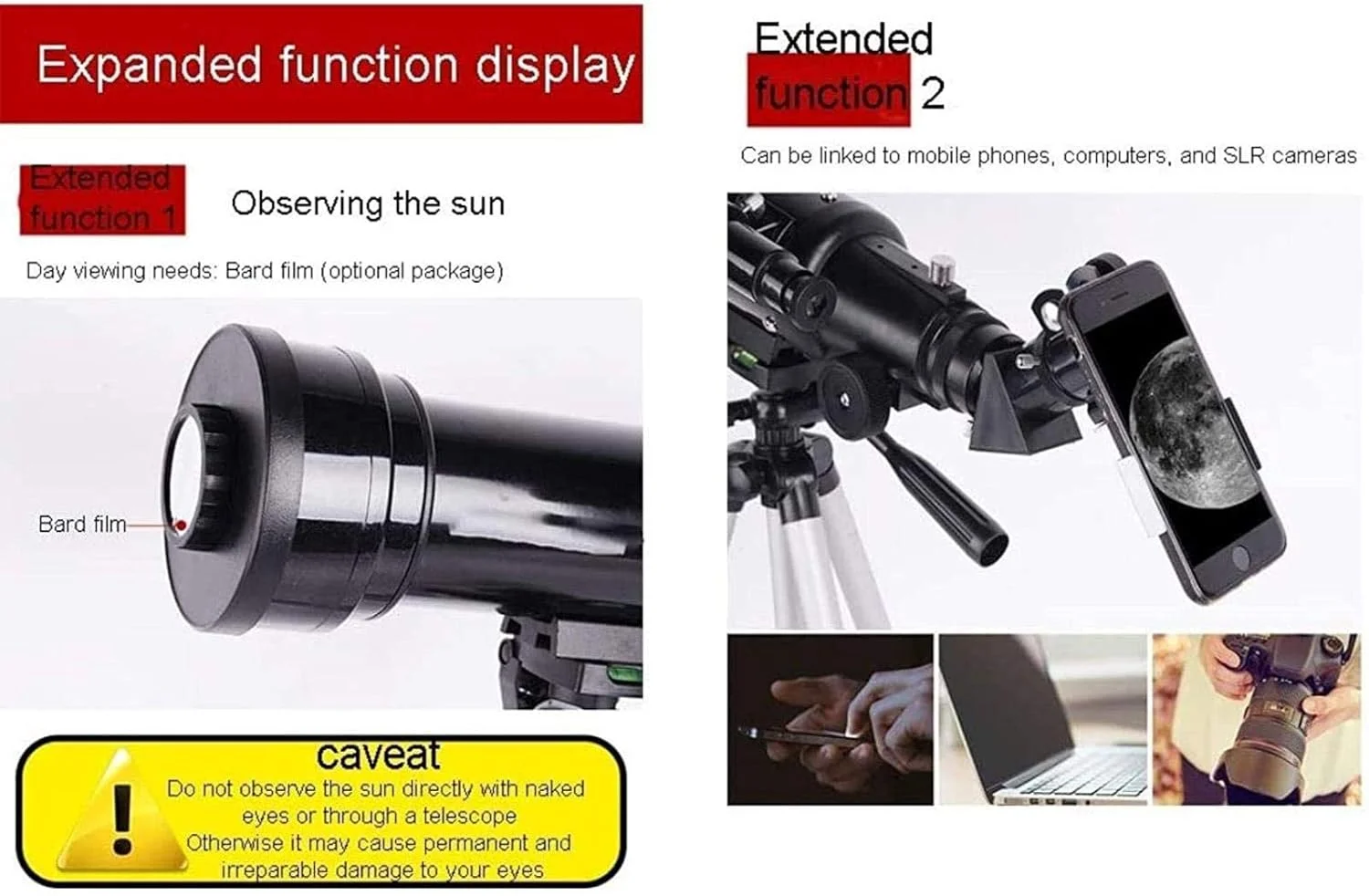 تلسکوپ نجومی 70 میلی‌متری مناسب بزرگسالان، کودکان و مبتدیان به همراه سه پایه، کیف حمل و مناسب سفر برای استفاده در محیط داخلی و خارجی