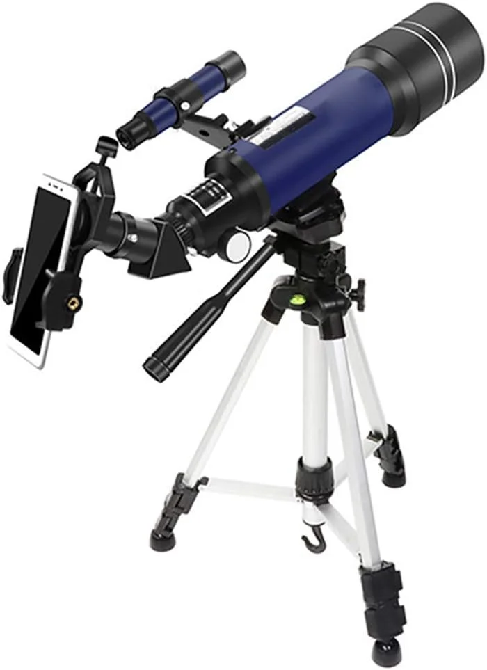 تلسکوپ نجومی 70 میلی‌متری شکستنی برای تماشای ماه، مناسب کودکان، بزرگسالان و مبتدیان نجوم به همراه لنز و منظره‌یاب