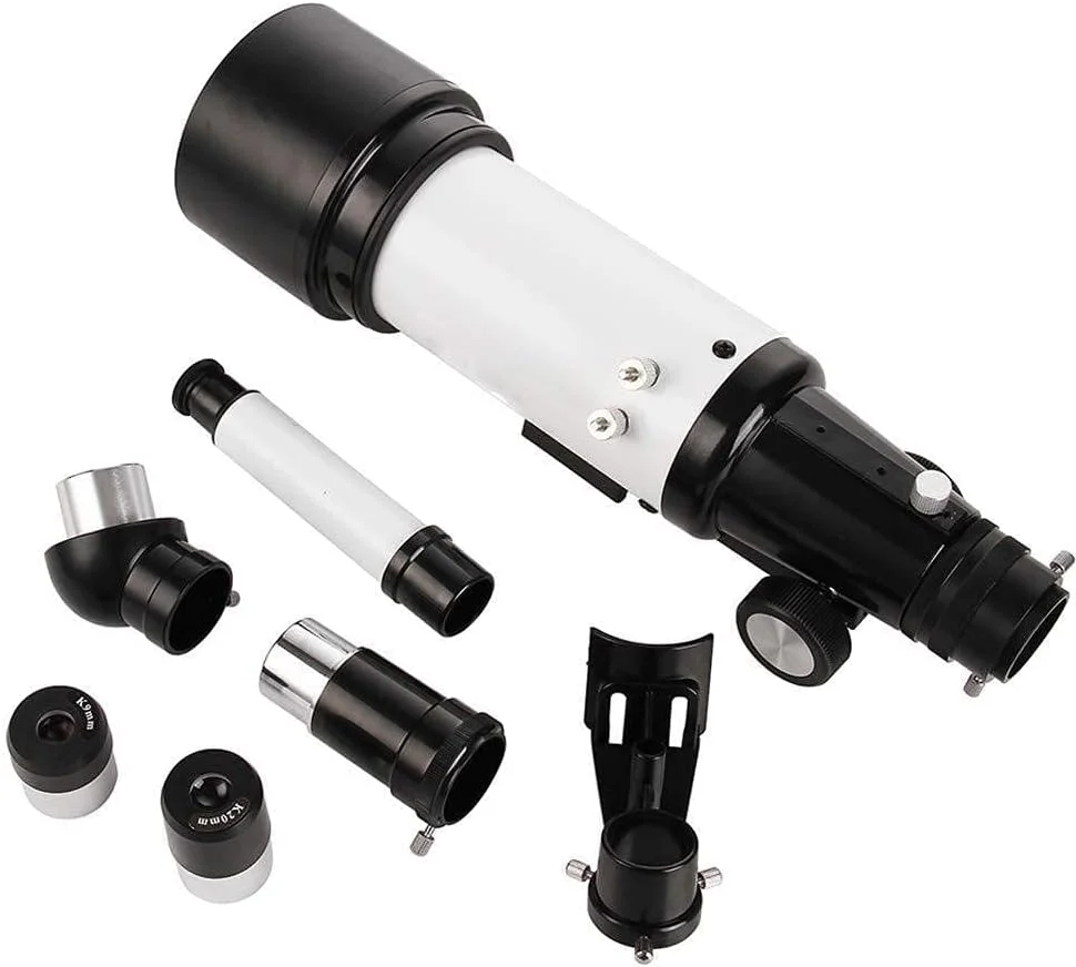 تلسکوپ مسافرتی 100 میلی‌متری انکساری با قابلیت تنظیم، به همراه نگهدارنده تلفن همراه، تلسکوپ دو منظوره آسمان و زمین