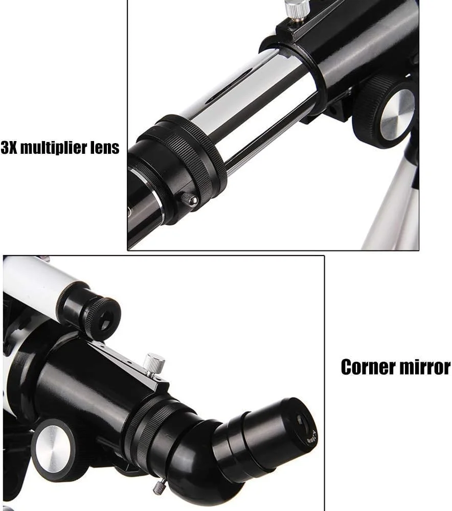 تلسکوپ مسافرتی 100 میلی‌متری انکساری با قابلیت تنظیم، به همراه نگهدارنده تلفن همراه، تلسکوپ دو منظوره آسمان و زمین