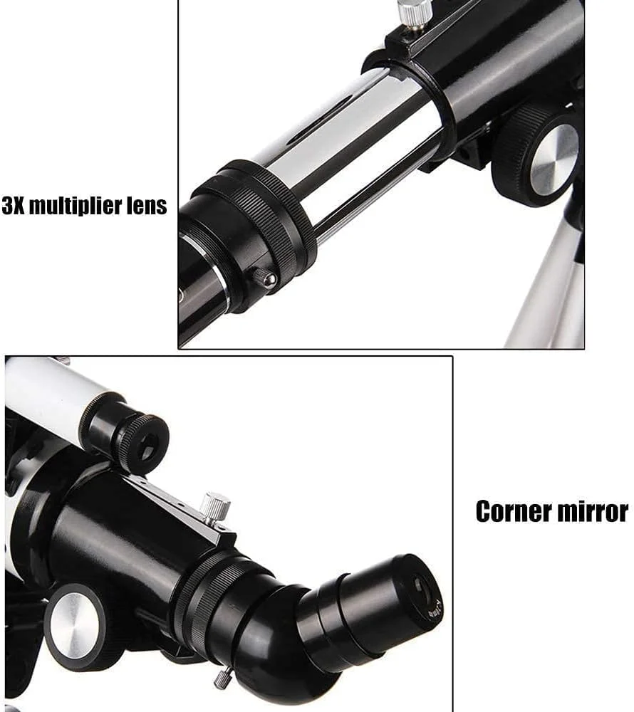 تلسکوپ مسافرتی 100 میلی‌متری انکساری با قابلیت تنظیم، به همراه نگهدارنده تلفن همراه، دو منظوره آسمان و زمین