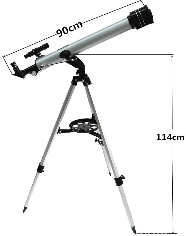 تلسکوپ تک لوله ای نجومی با بزرگنمایی 525 برابر، تلسکوپ های انکساری 60700 برای ستاره نگری حرفه ای و مبتدیان نجوم، به همراه پایه آلیاژ آلومینیوم
