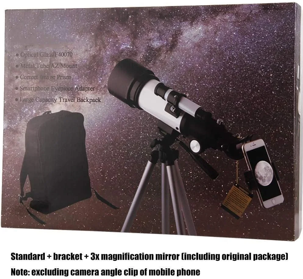 تلسکوپ مسافرتی 100 میلی‌متری انکساری با قابلیت تنظیم، به همراه نگهدارنده تلفن همراه، تلسکوپ دو منظوره آسمان و زمین